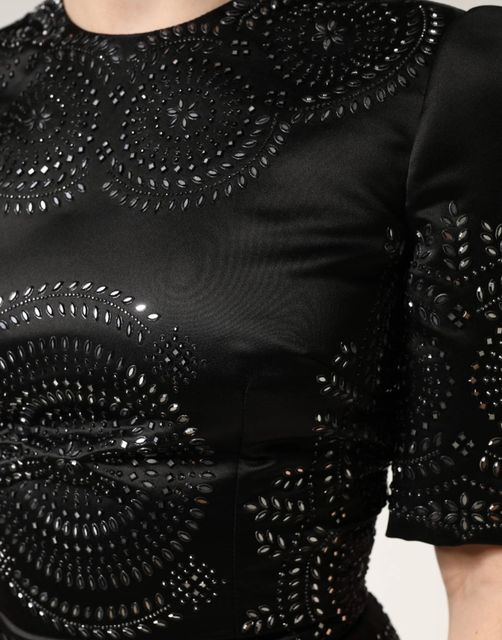 Dolce & Gabbana Black Embellished Short Sleeve Sheath Dress - IT40|S