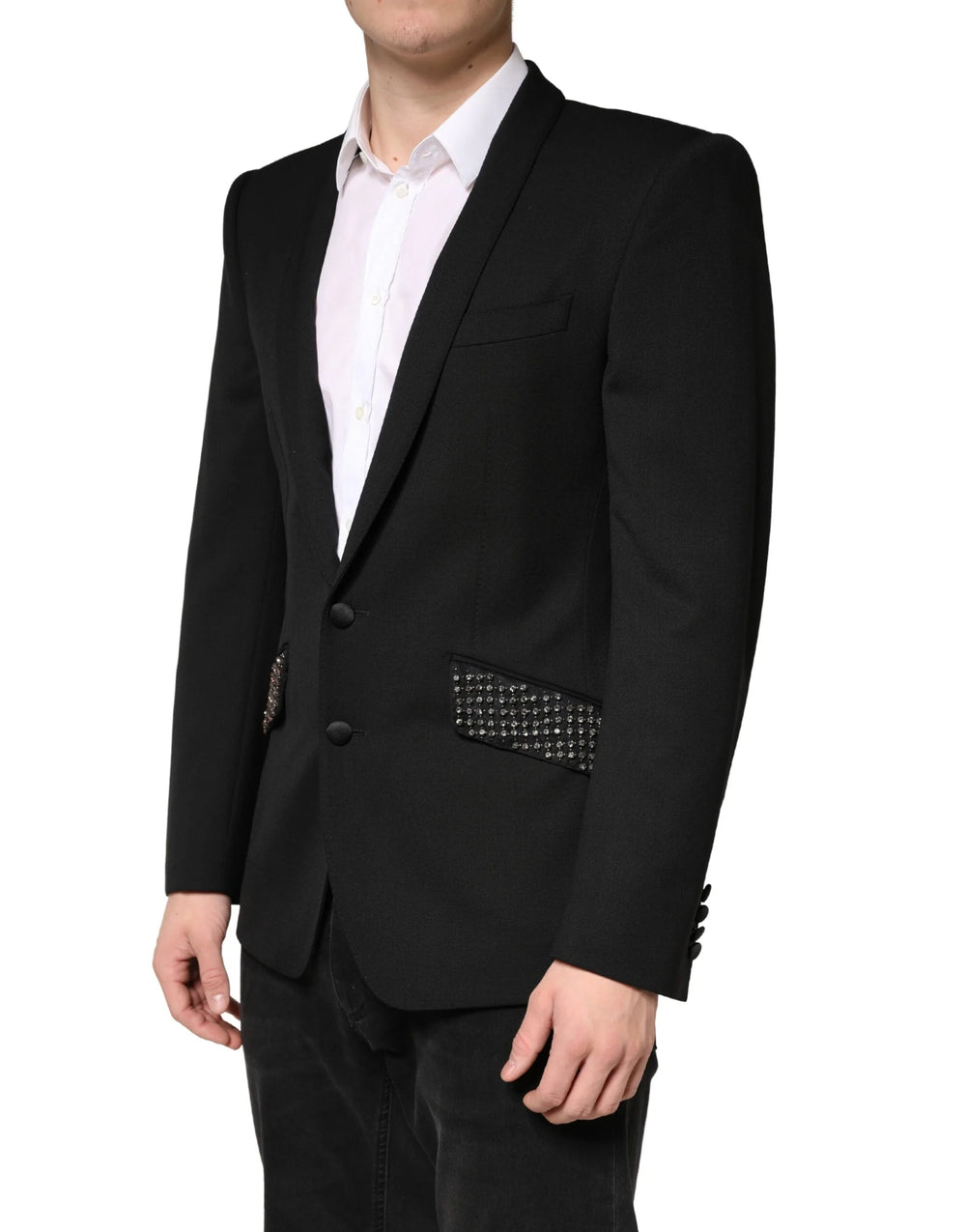 Dolce & Gabbana Black Embellished Single Breasted Blazer - IT48 | M