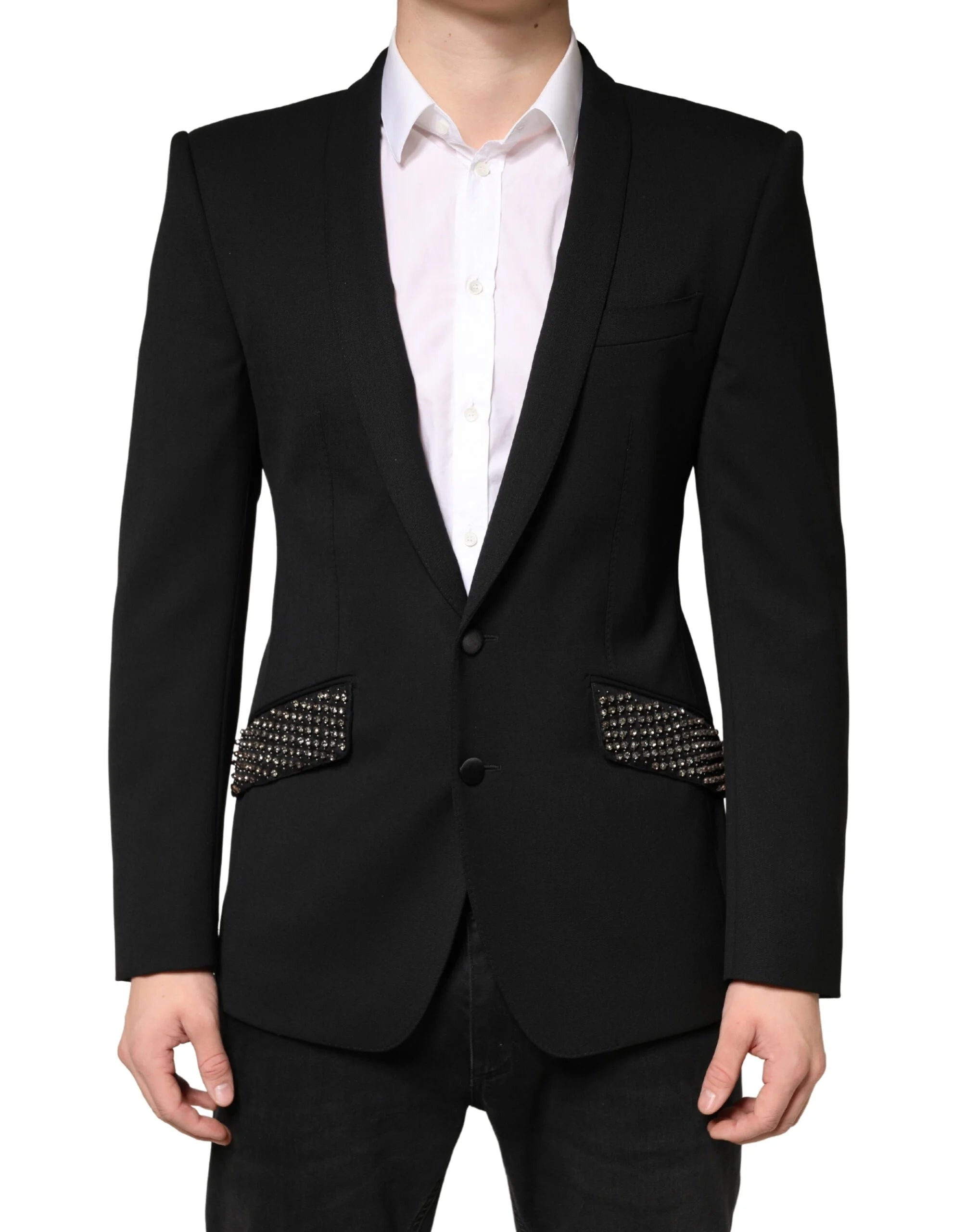 Dolce & Gabbana Black Embellished Single Breasted Blazer - IT48 | M