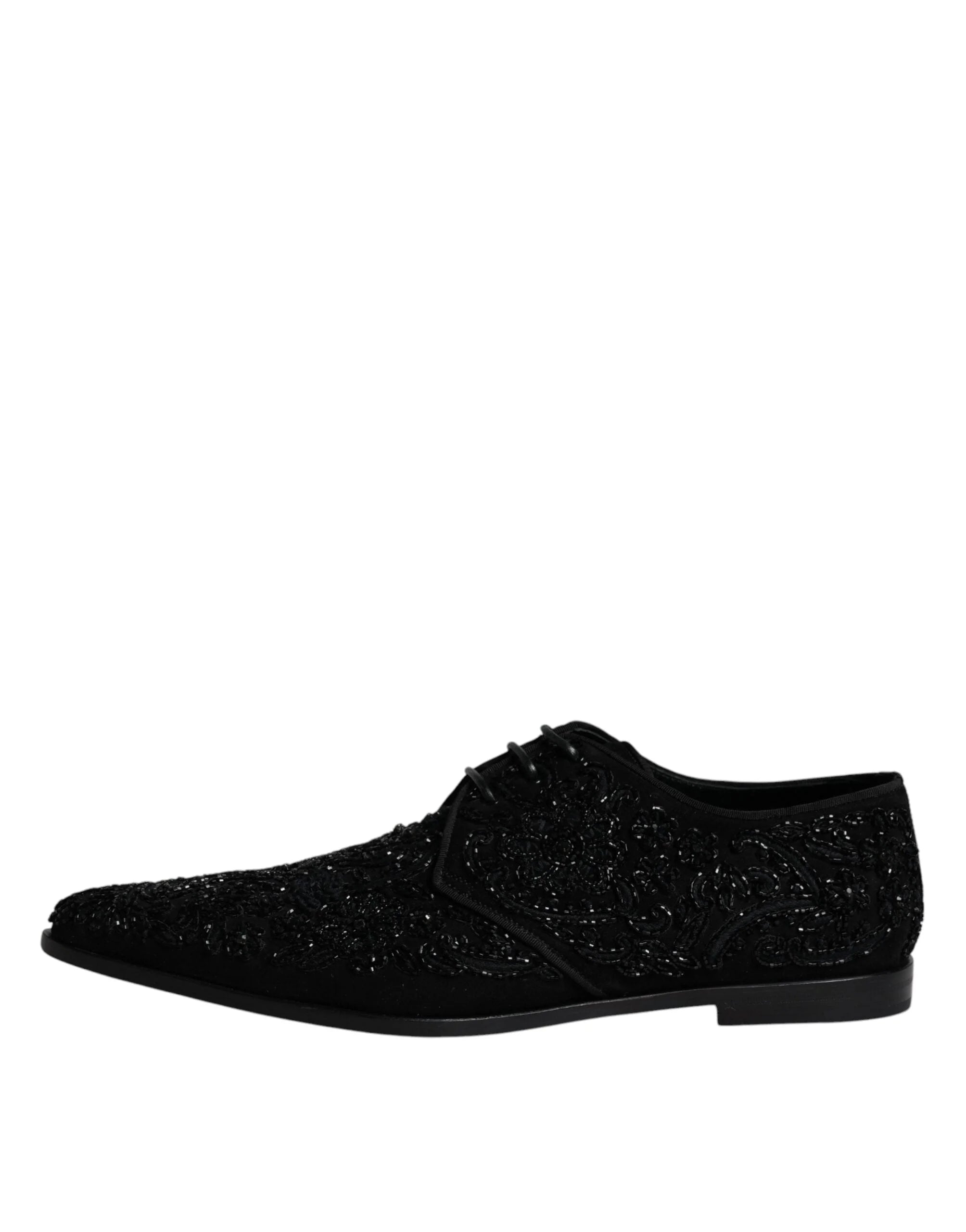 Dolce & Gabbana Black Embellished Suede Derby Formal Shoes - EU45/US12 - Shoes