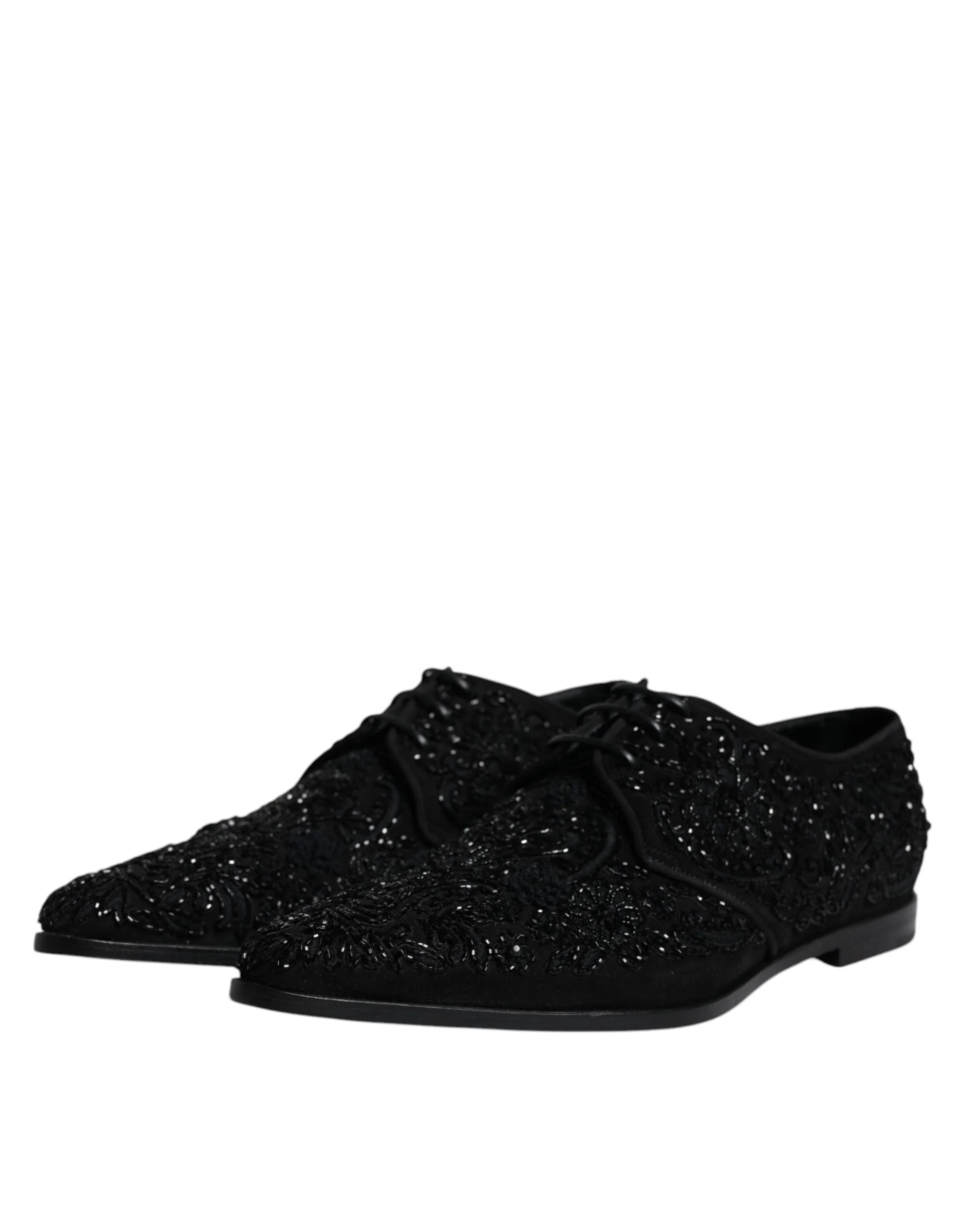 Dolce & Gabbana Black Embellished Suede Derby Formal Shoes - EU45/US12 - Shoes