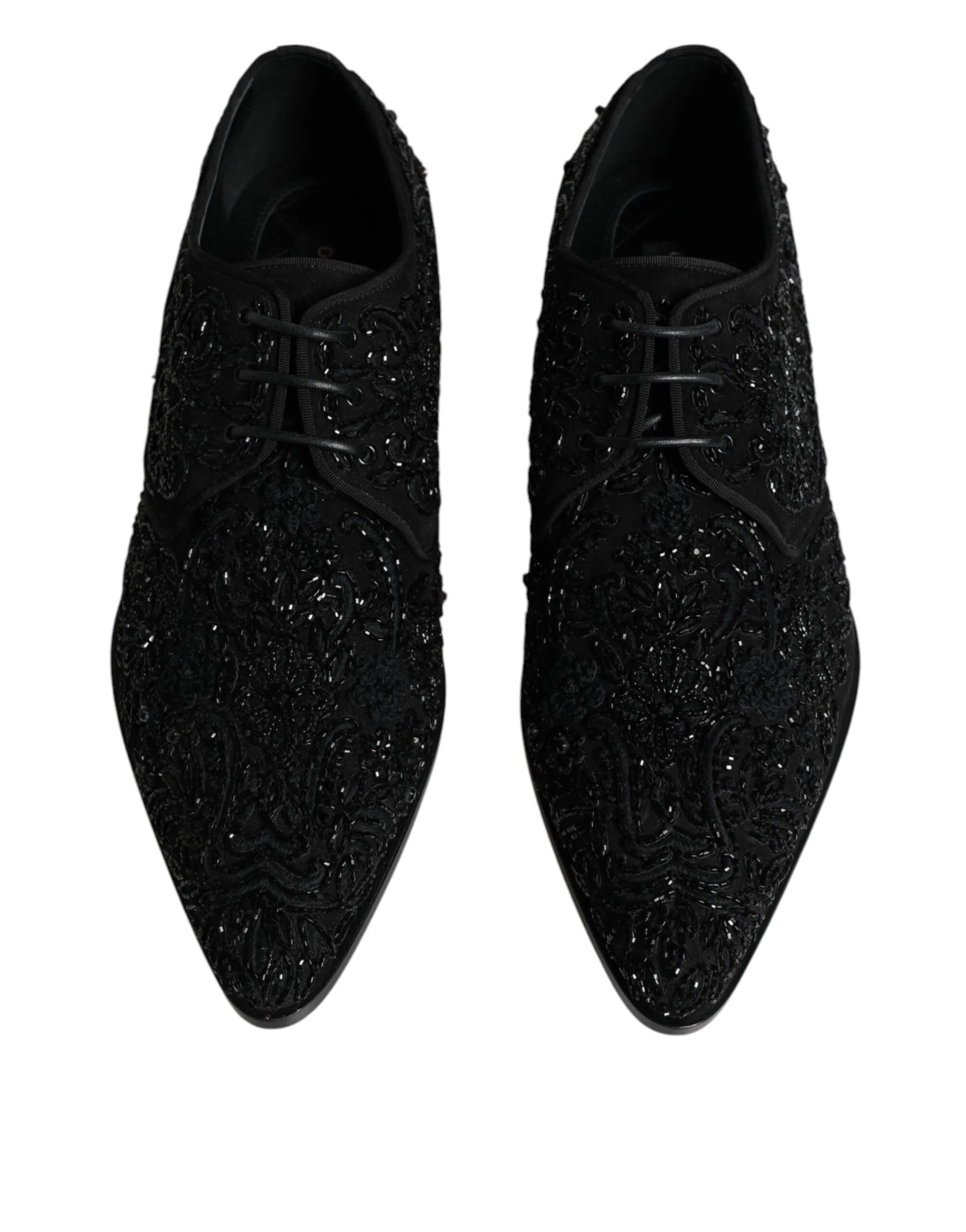 Dolce & Gabbana Black Embellished Suede Derby Formal Shoes - EU45/US12 - Shoes