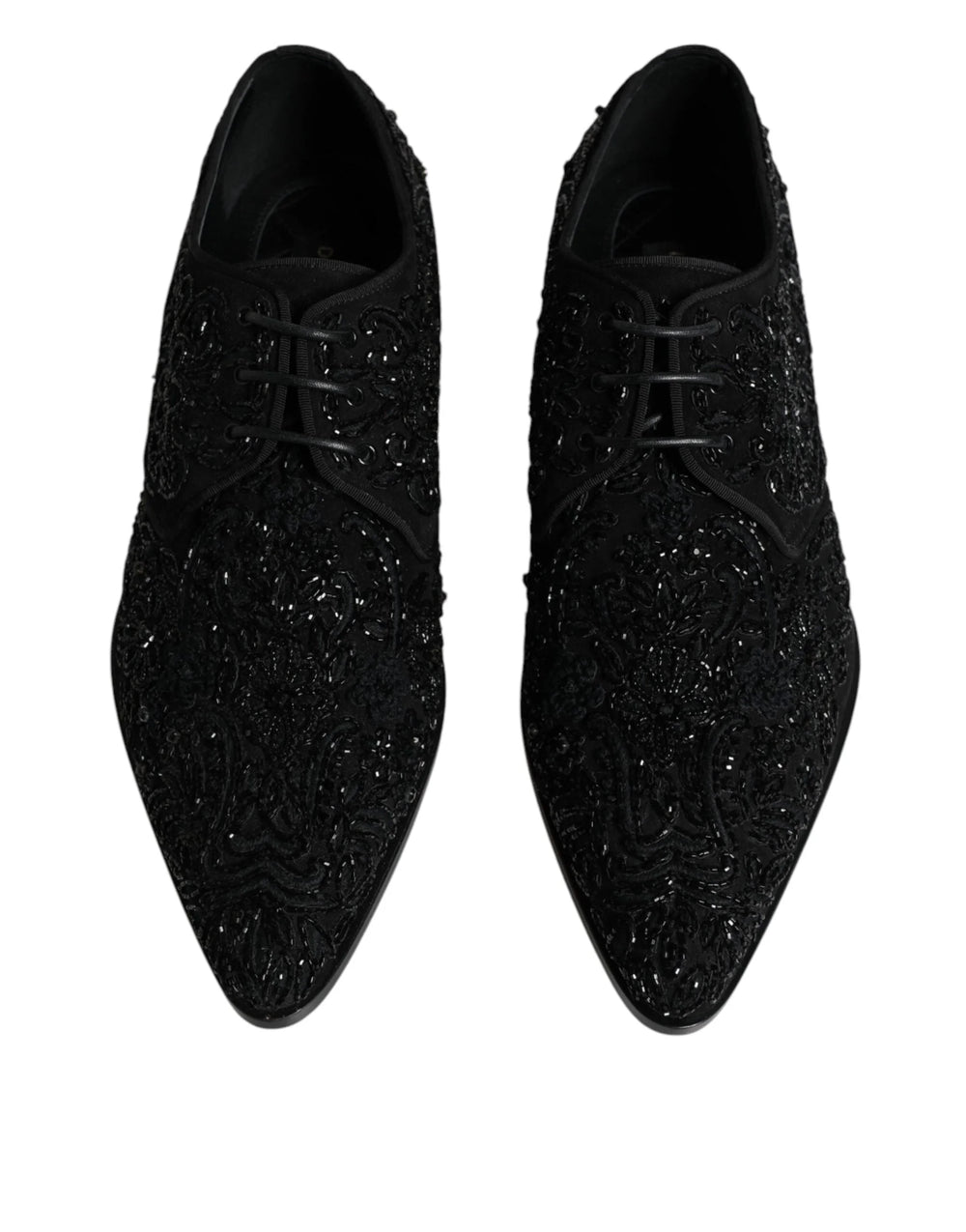 Dolce & Gabbana Black Embellished Suede Derby Formal Shoes - EU45/US12 - Shoes