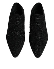Dolce & Gabbana Black Embellished Suede Derby Formal Shoes - EU45/US12 - Shoes