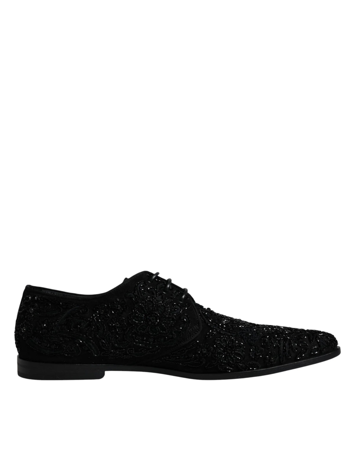 Dolce & Gabbana Black Embellished Suede Derby Formal Shoes - EU45/US12 - Shoes