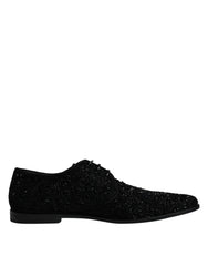 Dolce & Gabbana Black Embellished Suede Derby Formal Shoes - EU45/US12 - Shoes
