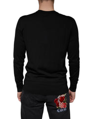 Dolce & Gabbana Black Embellished V-neck Pullover Sweater - IT42 | XS - Sweaters