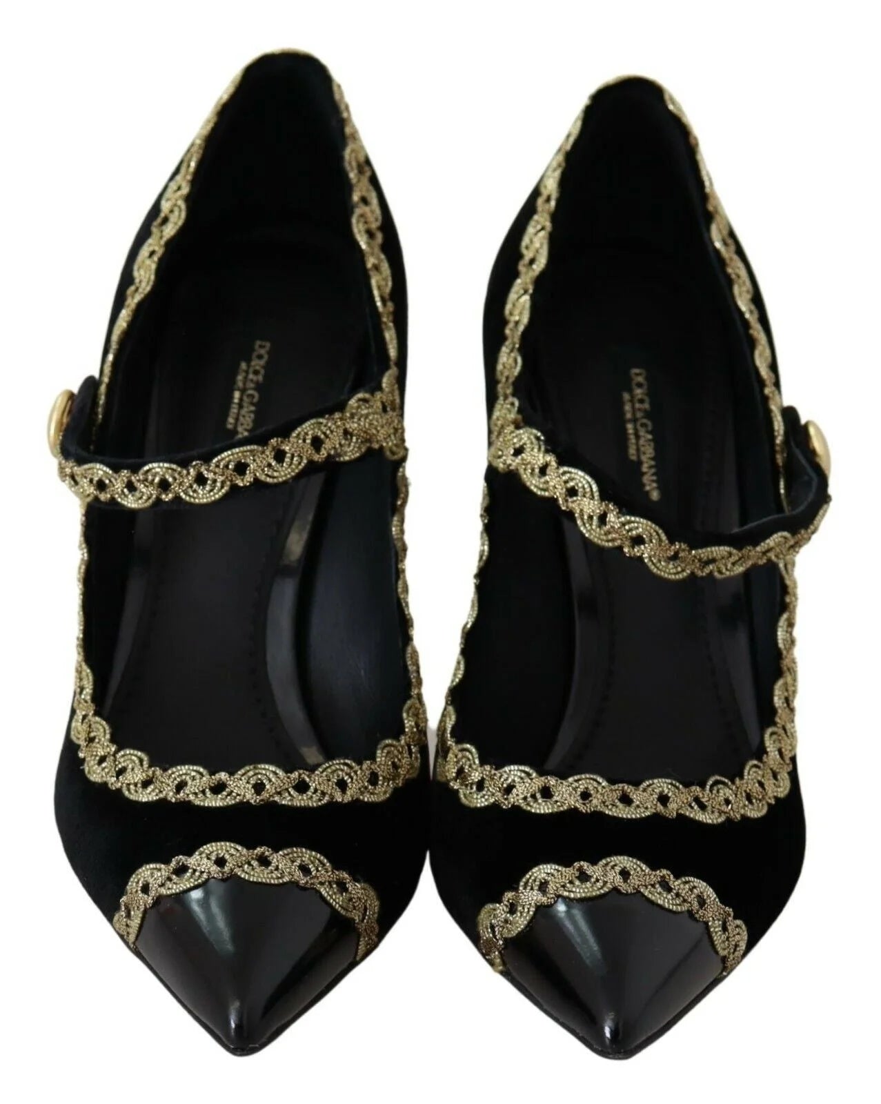 Dolce & Gabbana Black Embellished Velvet Mary Jane Pumps Shoes - EU35/US4.5 - Heels