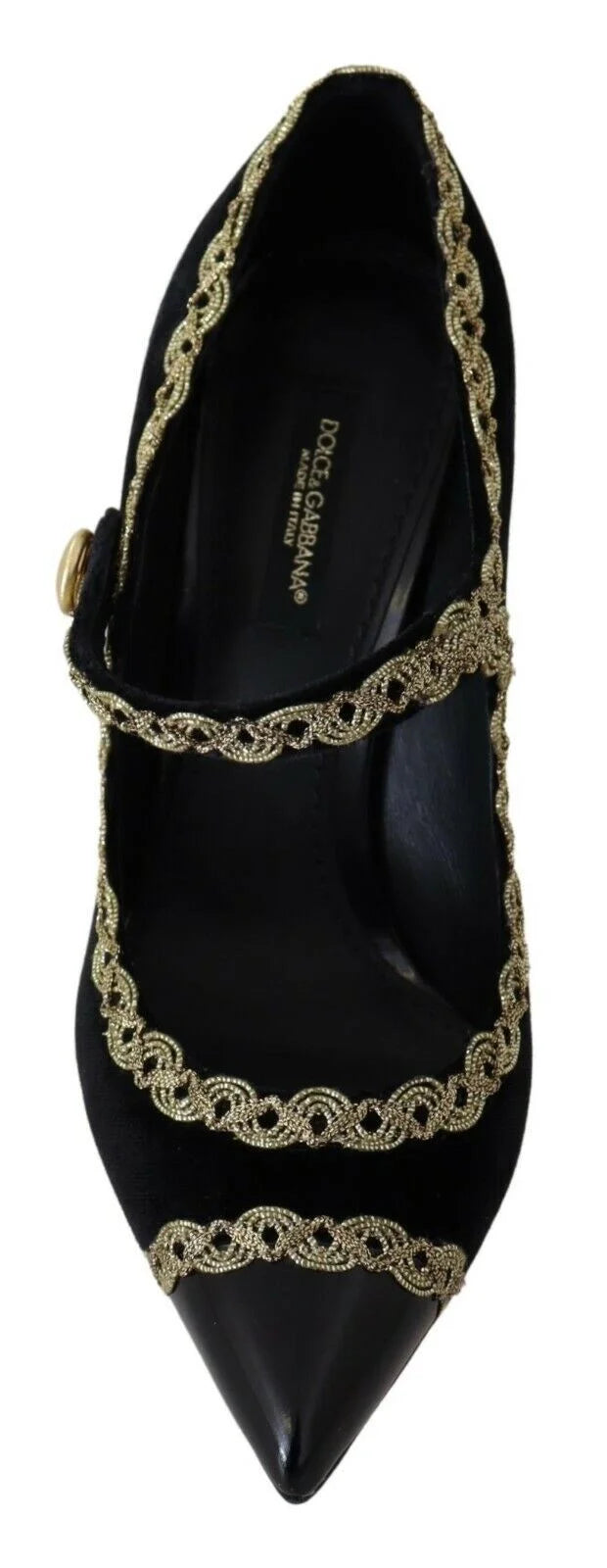 Dolce & Gabbana Black Embellished Velvet Mary Jane Pumps Shoes - EU35/US4.5 - Heels