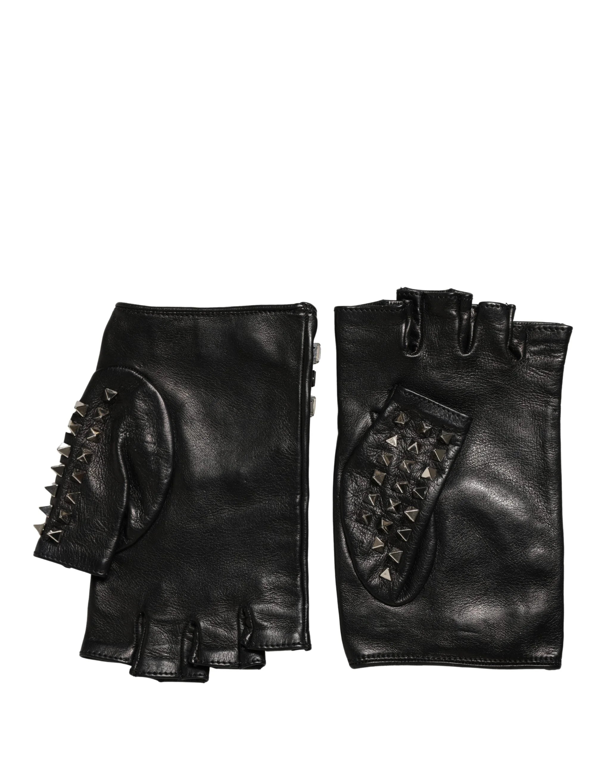 Dolce & Gabbana Black Embellished Wrist Length Mitten Women Gloves - 9 | M