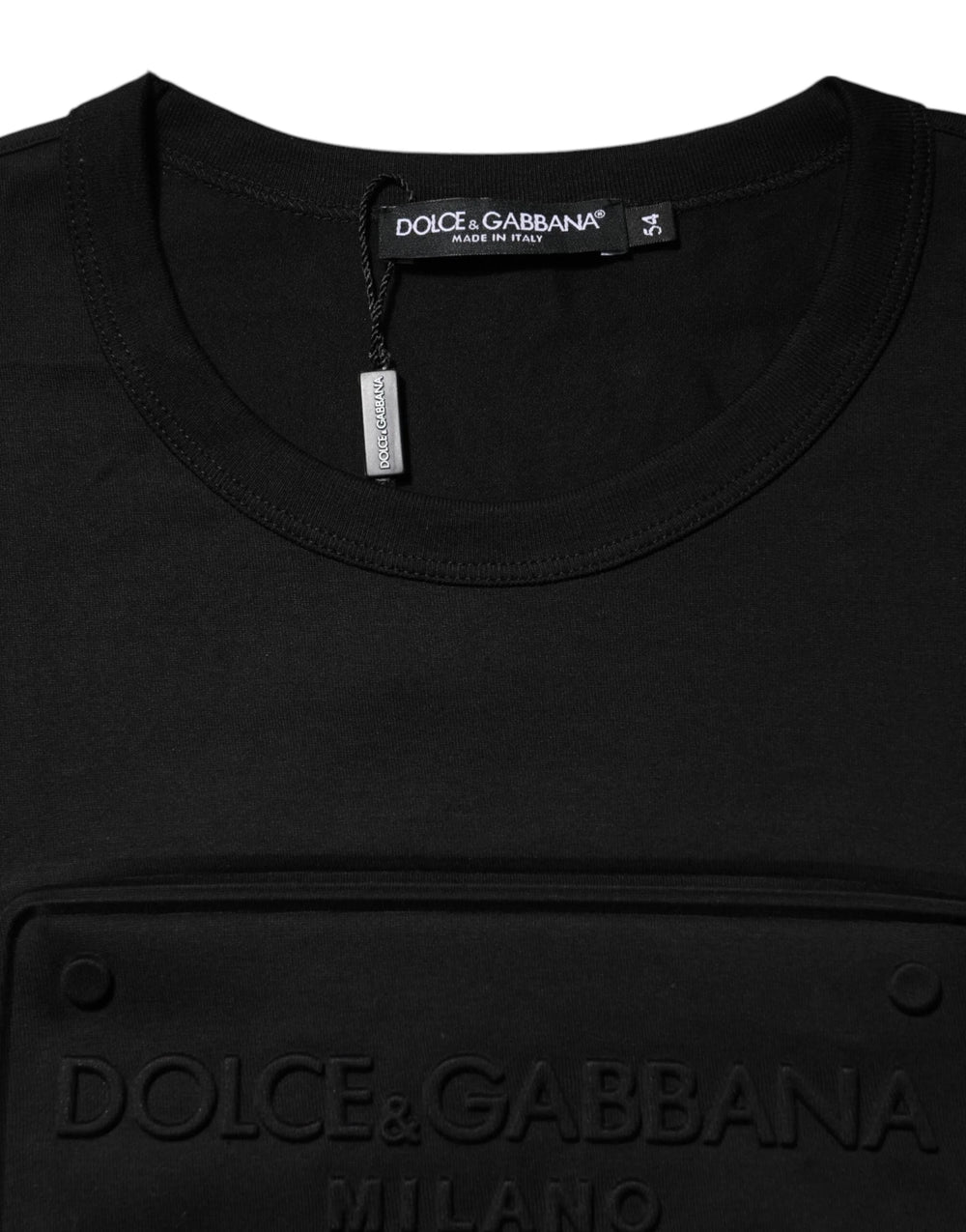 Dolce & Gabbana Black Embossed Logo Cotton Crew Neck T-shirt - IT52 | L