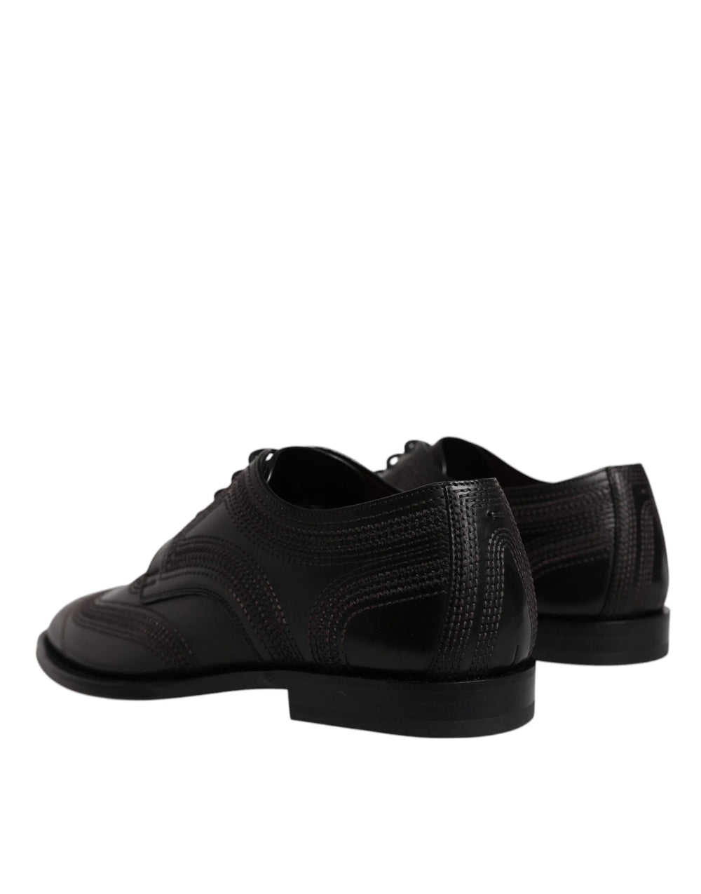 Dolce & Gabbana Black Embroidered Classic Leather Derby Dress Shoes - EU41/US8