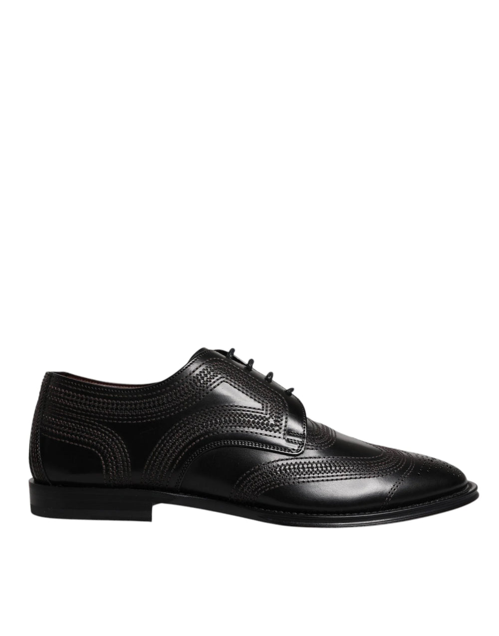 Dolce & Gabbana Black Embroidered Classic Leather Derby Dress Shoes - EU40/US7