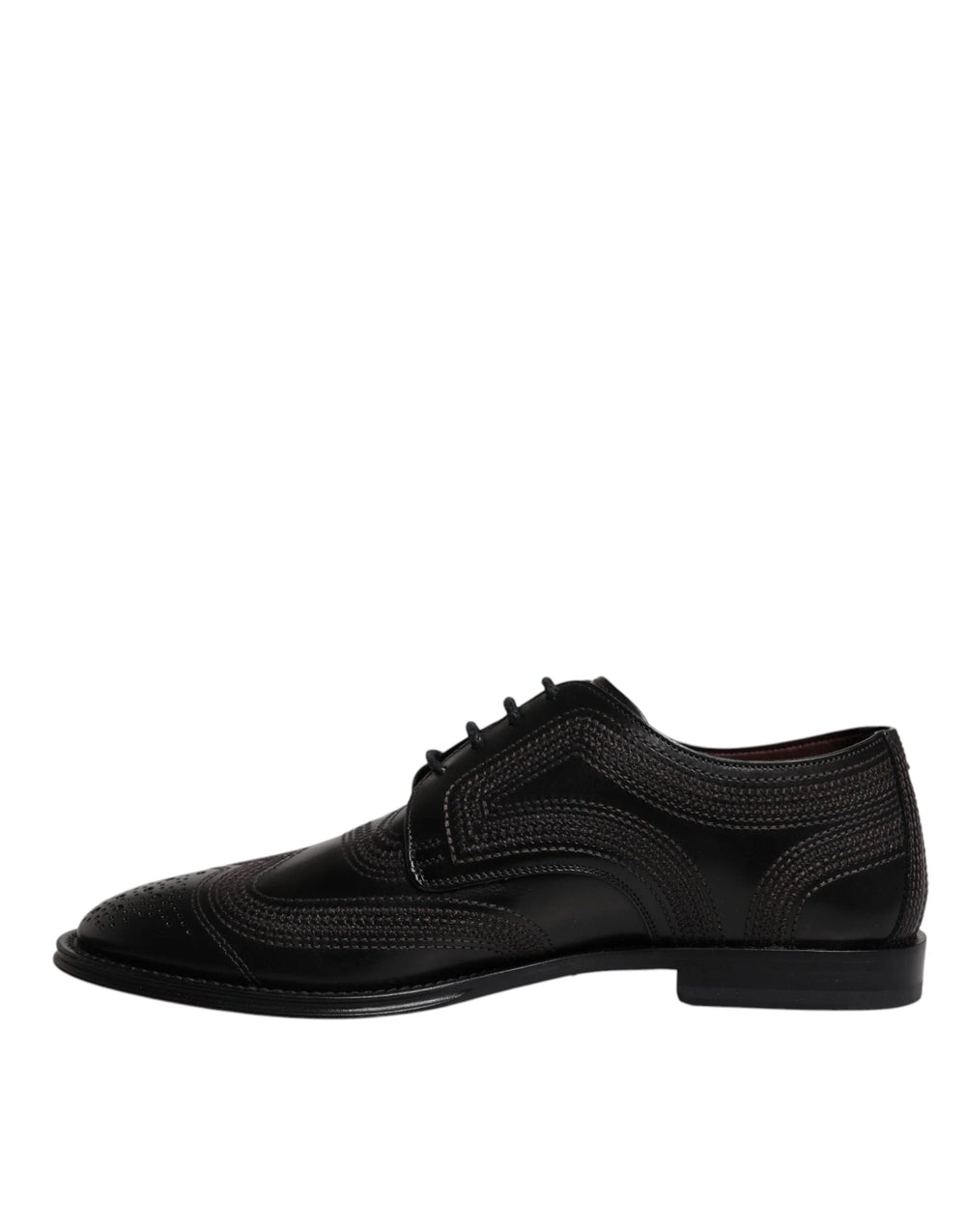 Dolce & Gabbana Black Embroidered Classic Leather Derby Dress Shoes - EU40/US7