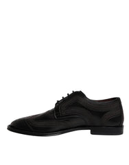 Dolce & Gabbana Black Embroidered Classic Leather Derby Dress Shoes - EU40/US7