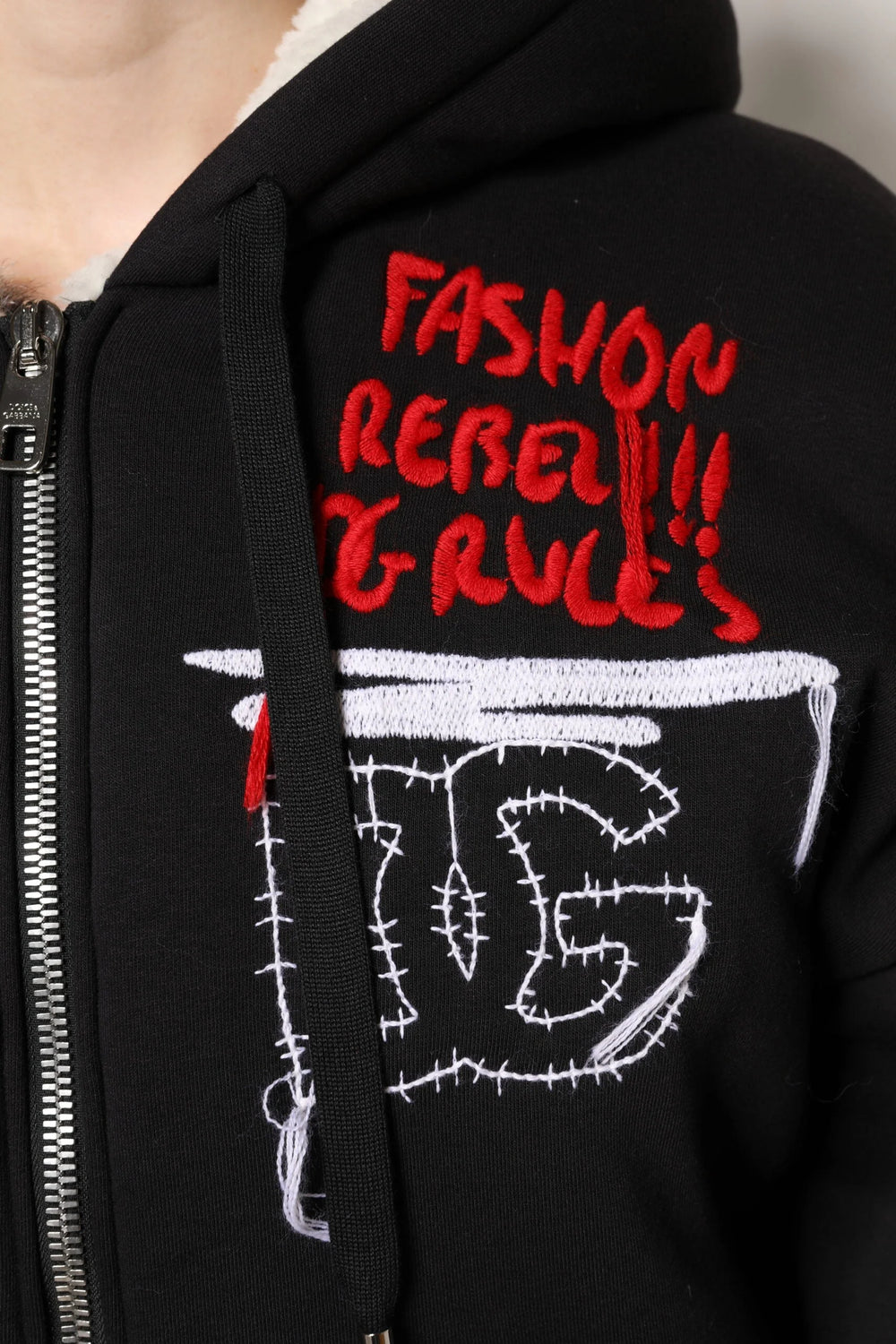 Dolce & Gabbana Black Embroidered Full Zip Hooded Jacket - IT40|S - Track Jackets