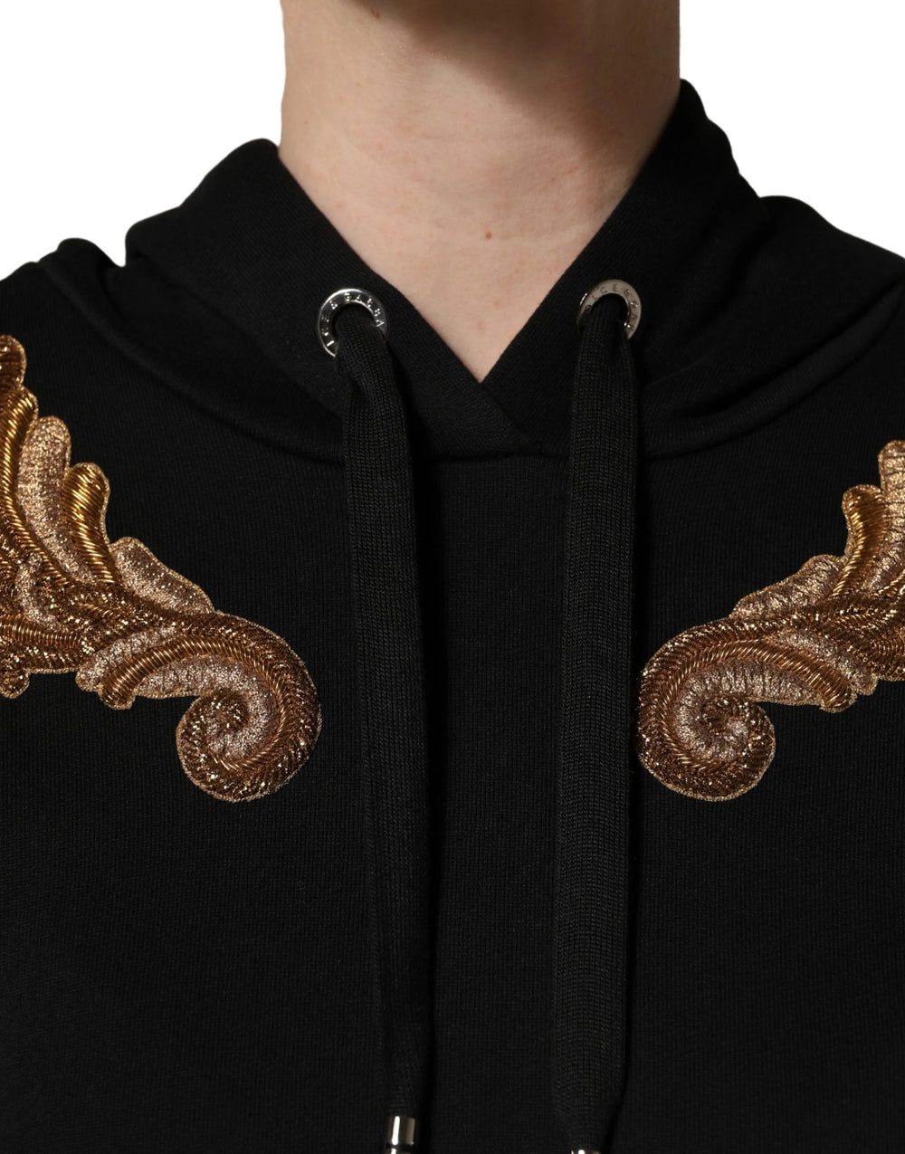 Dolce & Gabbana Black Embroidered Tassel Hooded Sweatshirt Sweater