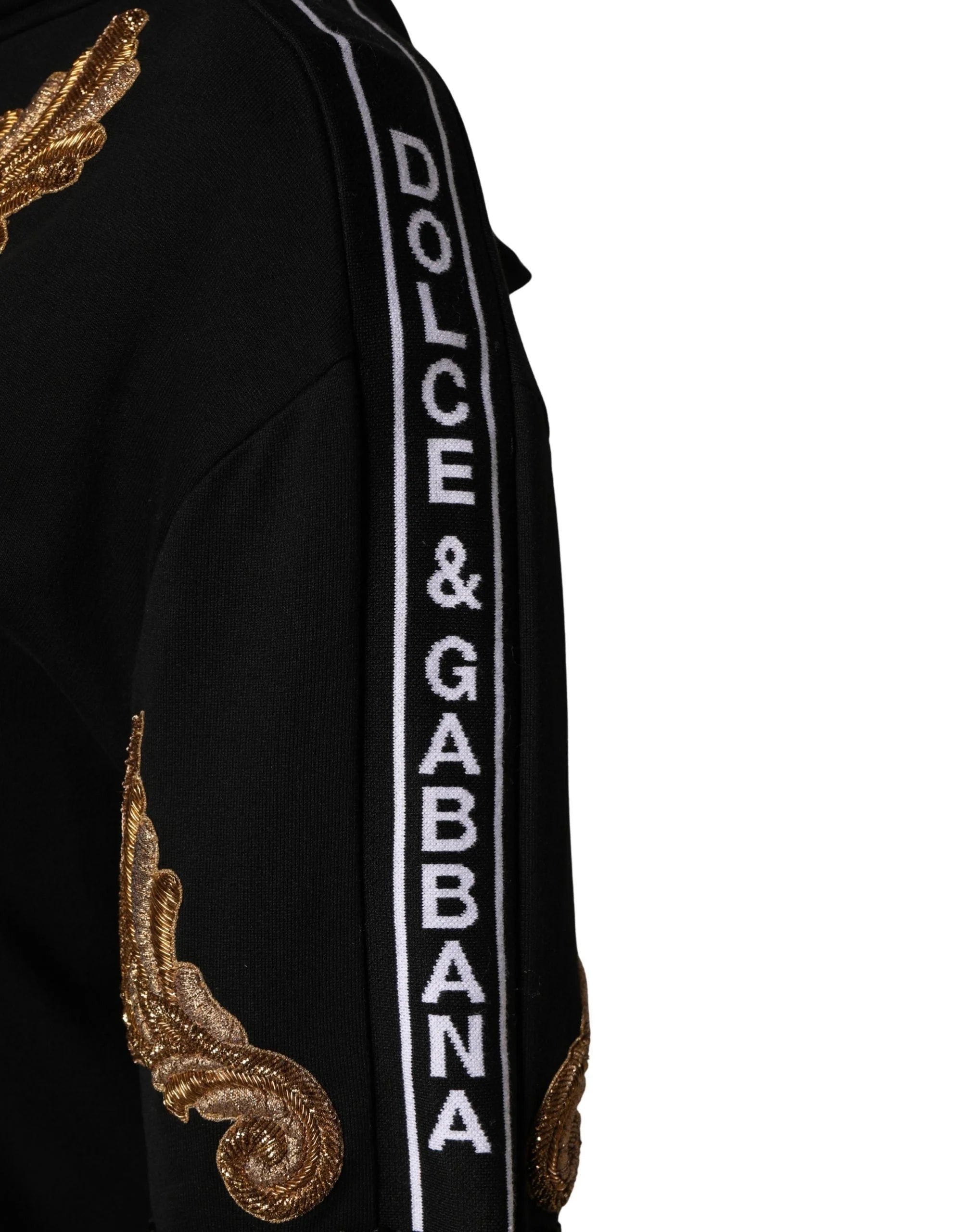 Dolce & Gabbana Black Embroidered Tassel Hooded Sweatshirt Sweater