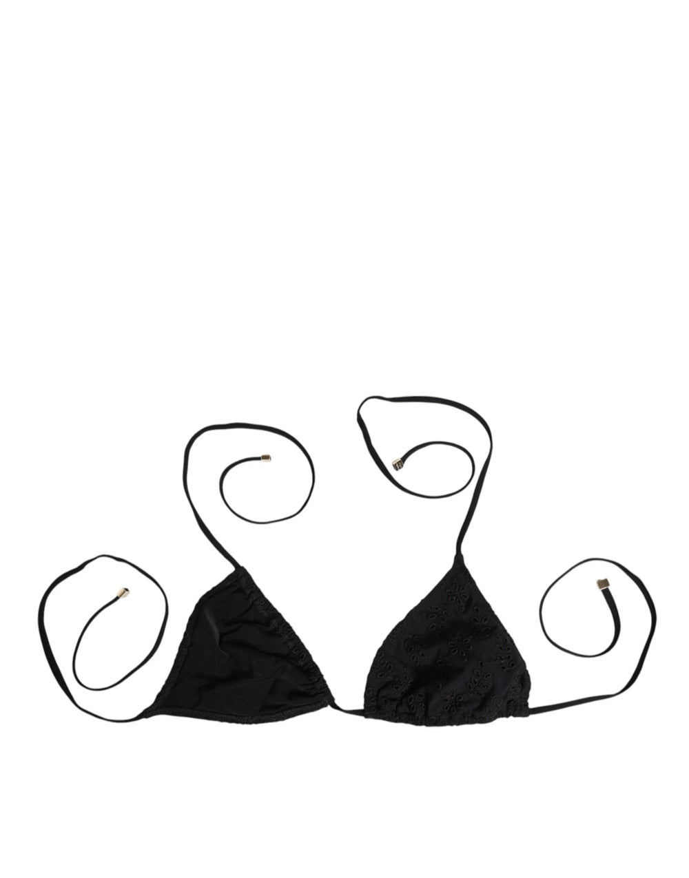 Dolce & Gabbana Black Embroidered Triangle Swimwear Underwear - IT2 | S - Swimwear Tops