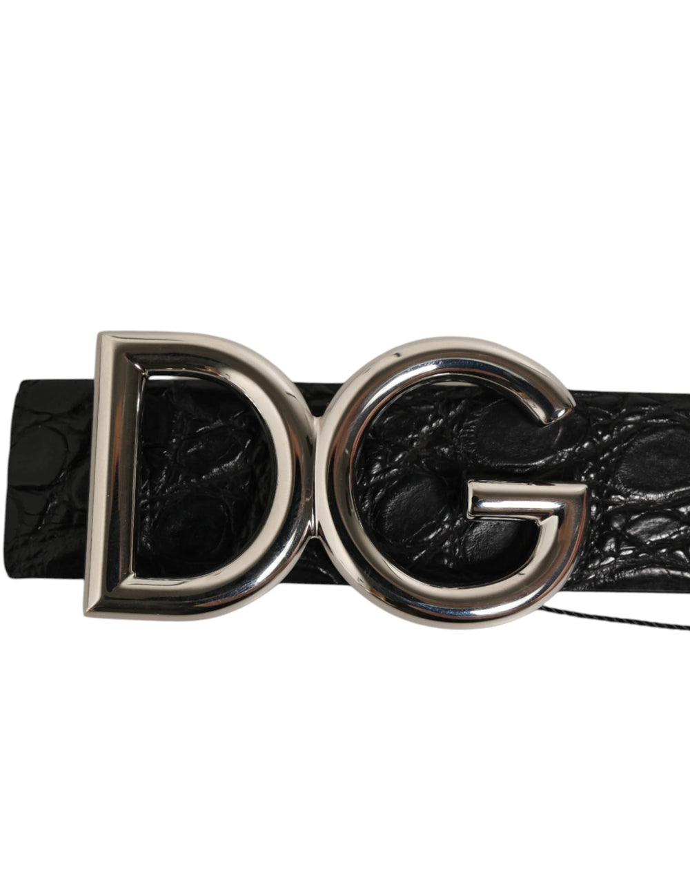 Dolce & Gabbana Black Exotic Leather DG Logo Buckle Belt - Belts
