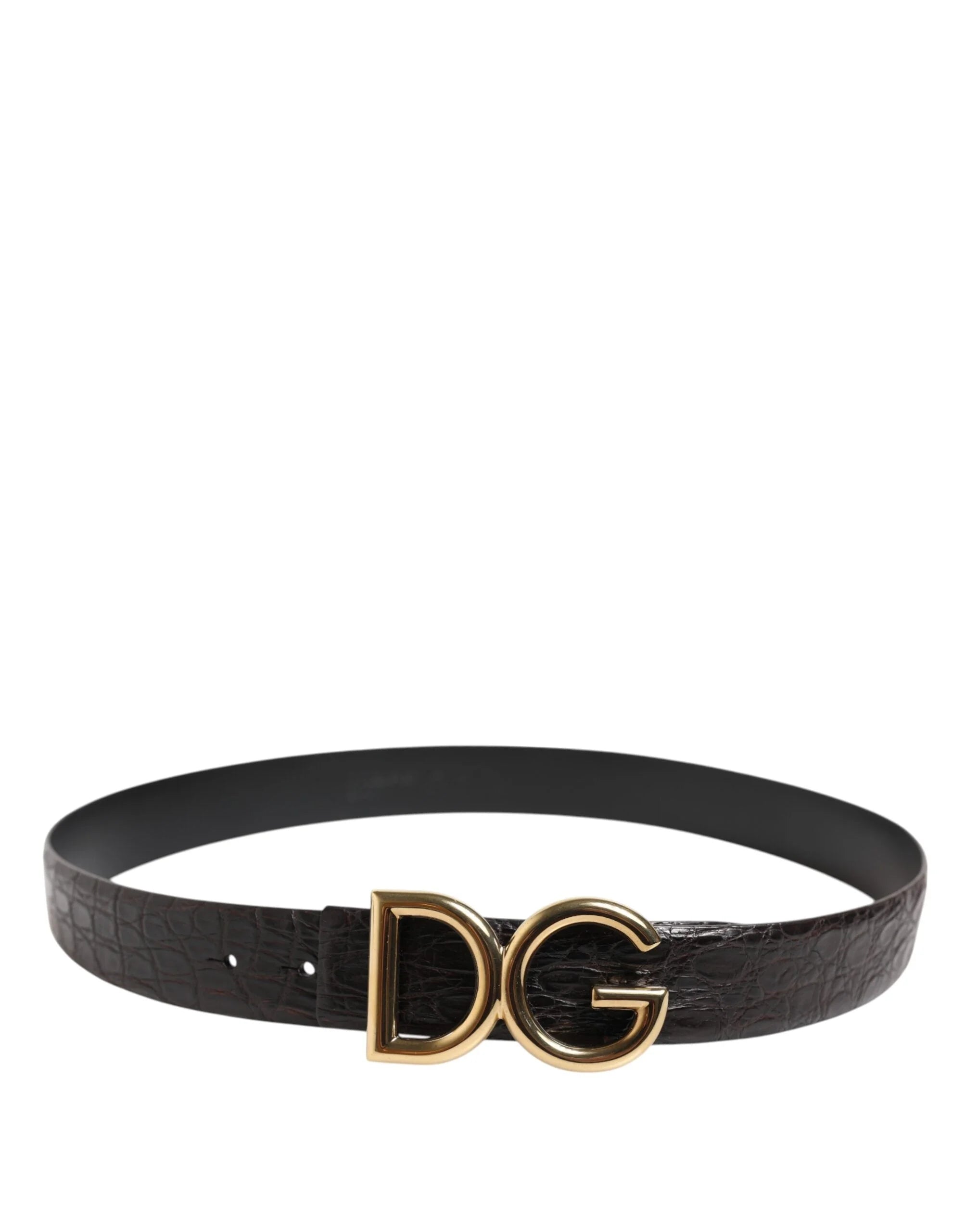 Dolce & Gabbana Black Exotic Leather DG Logo Buckle Belt - Belts