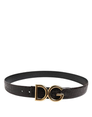 Dolce & Gabbana Black Exotic Leather DG Logo Buckle Belt - Belts