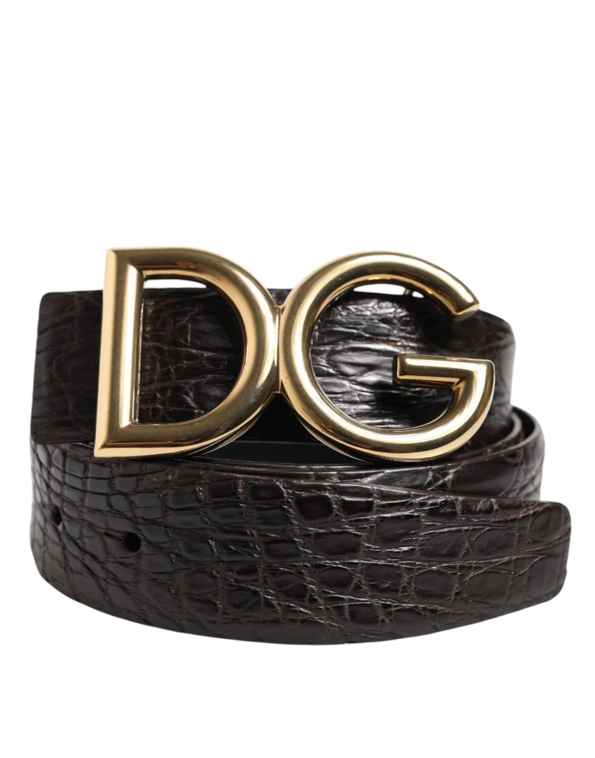 Dolce & Gabbana Black Exotic Leather DG Logo Buckle Belt - Belts