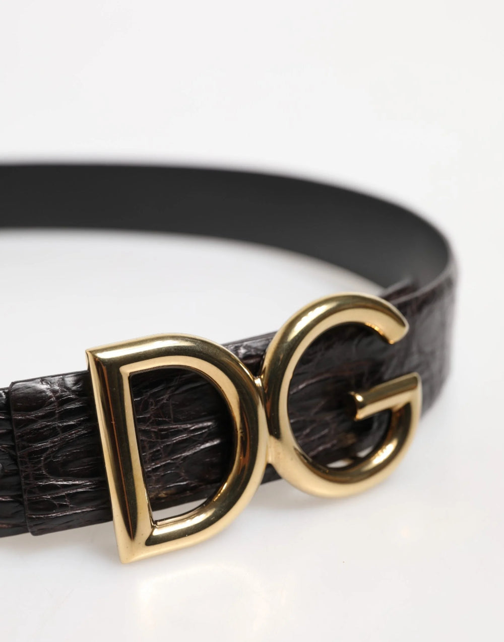 Dolce & Gabbana Black Exotic Leather DG Logo Buckle Belt - Belts