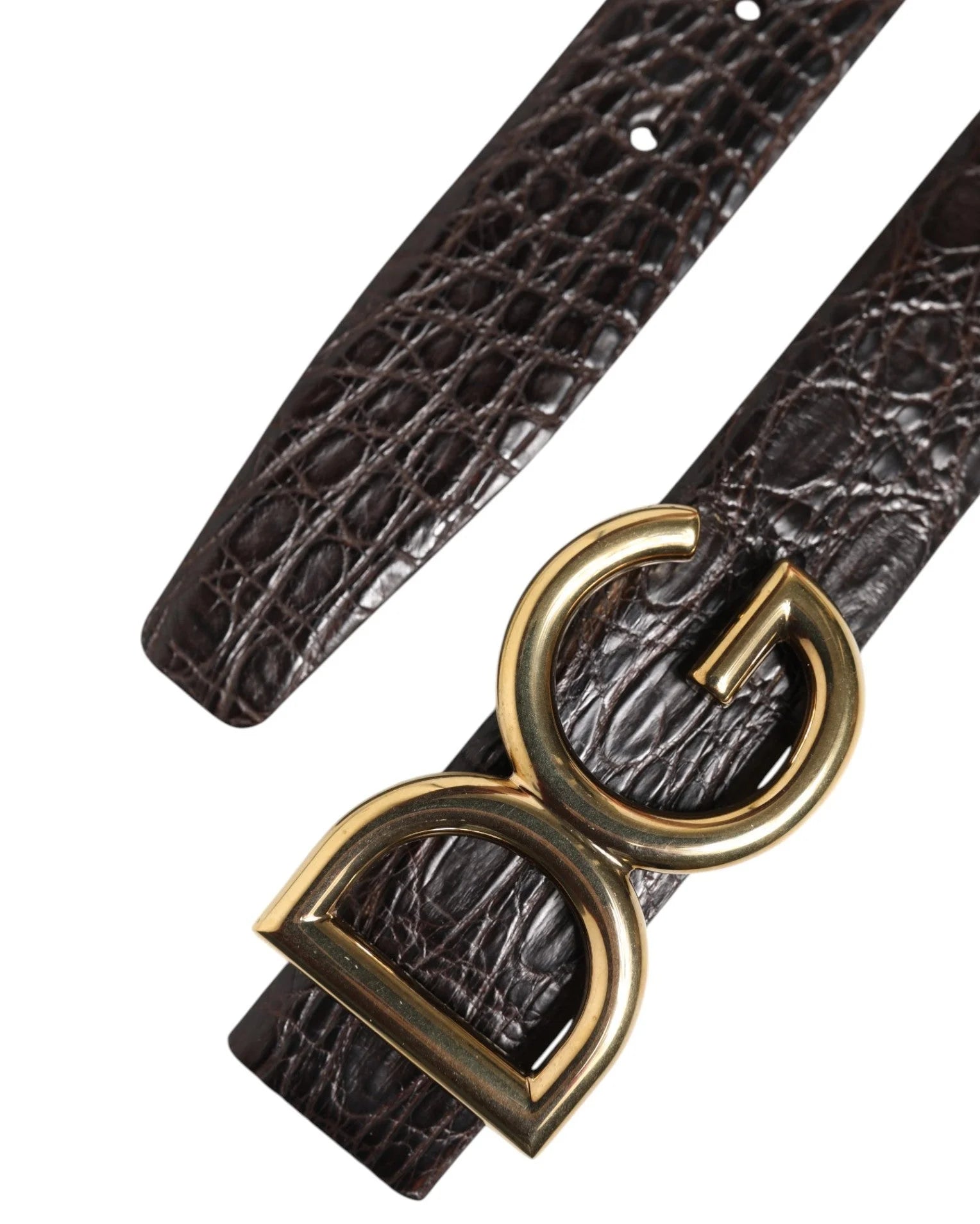 Dolce & Gabbana Black Exotic Leather DG Logo Buckle Belt - Belts