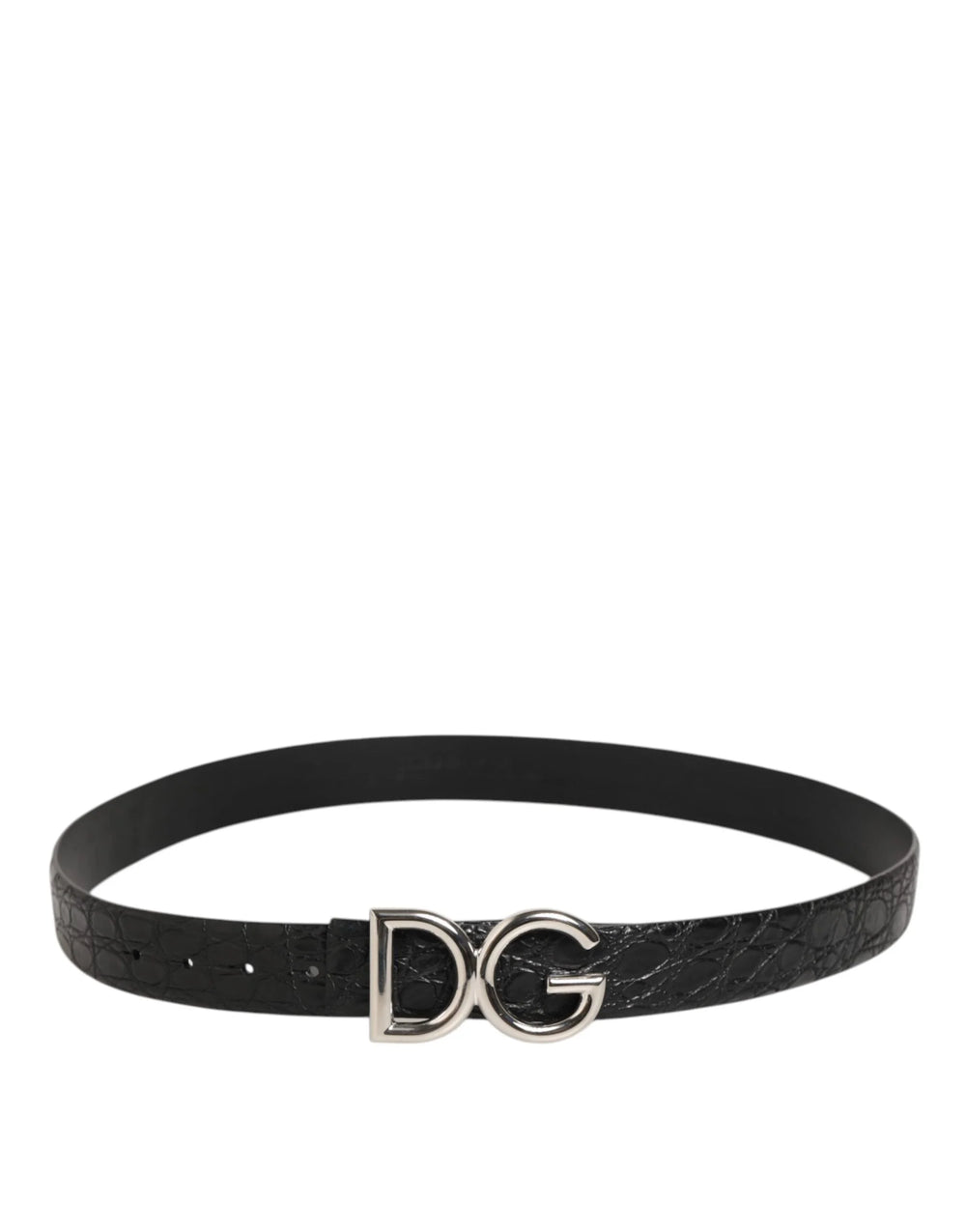 Dolce & Gabbana Black Exotic Leather DG Logo Buckle Belt - Belts