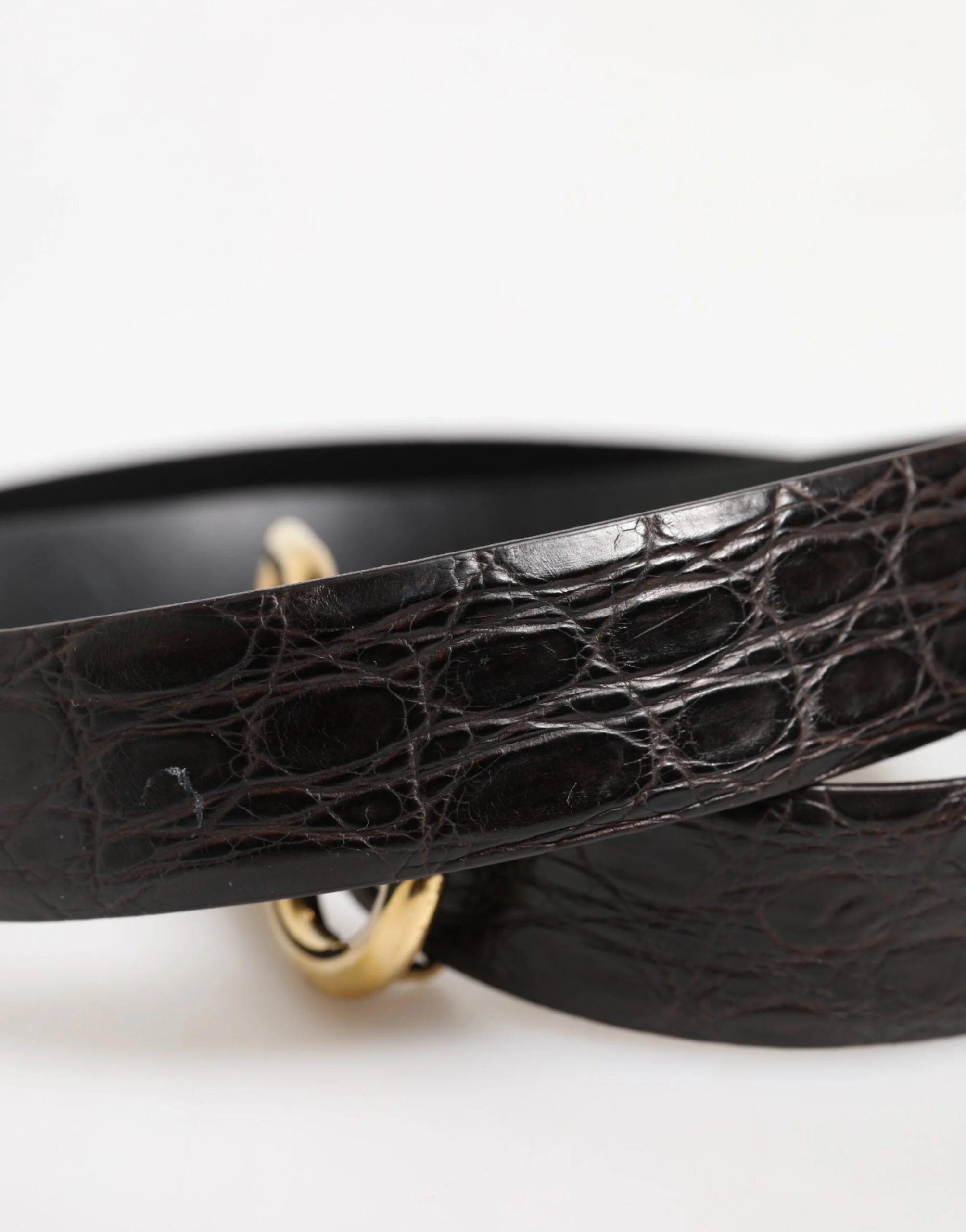 Dolce & Gabbana Black Exotic Leather DG Logo Buckle Belt - Belts