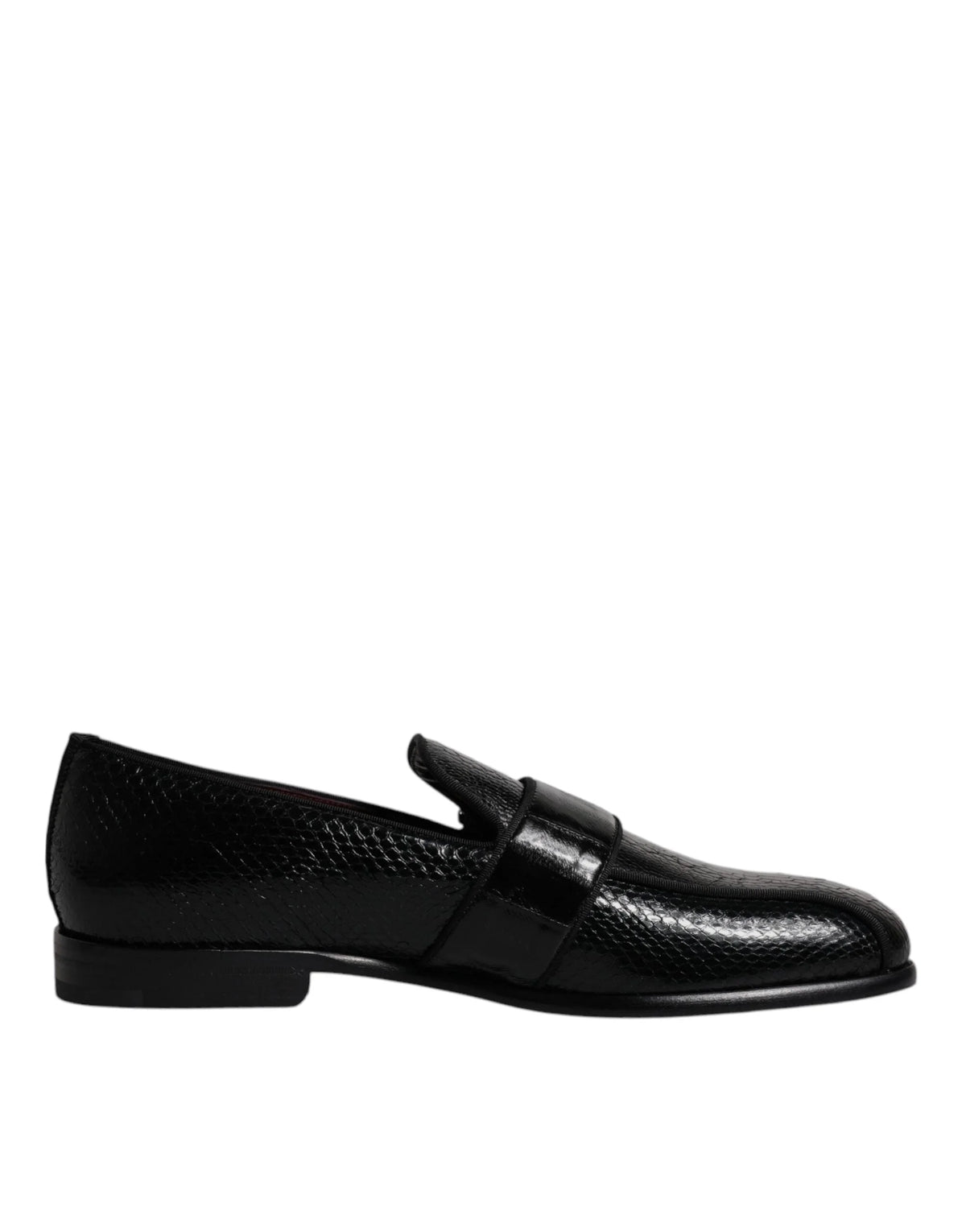 Dolce & Gabbana Black Exotic Leather DG Logo Loafers Formal Dress Shoes - Flats