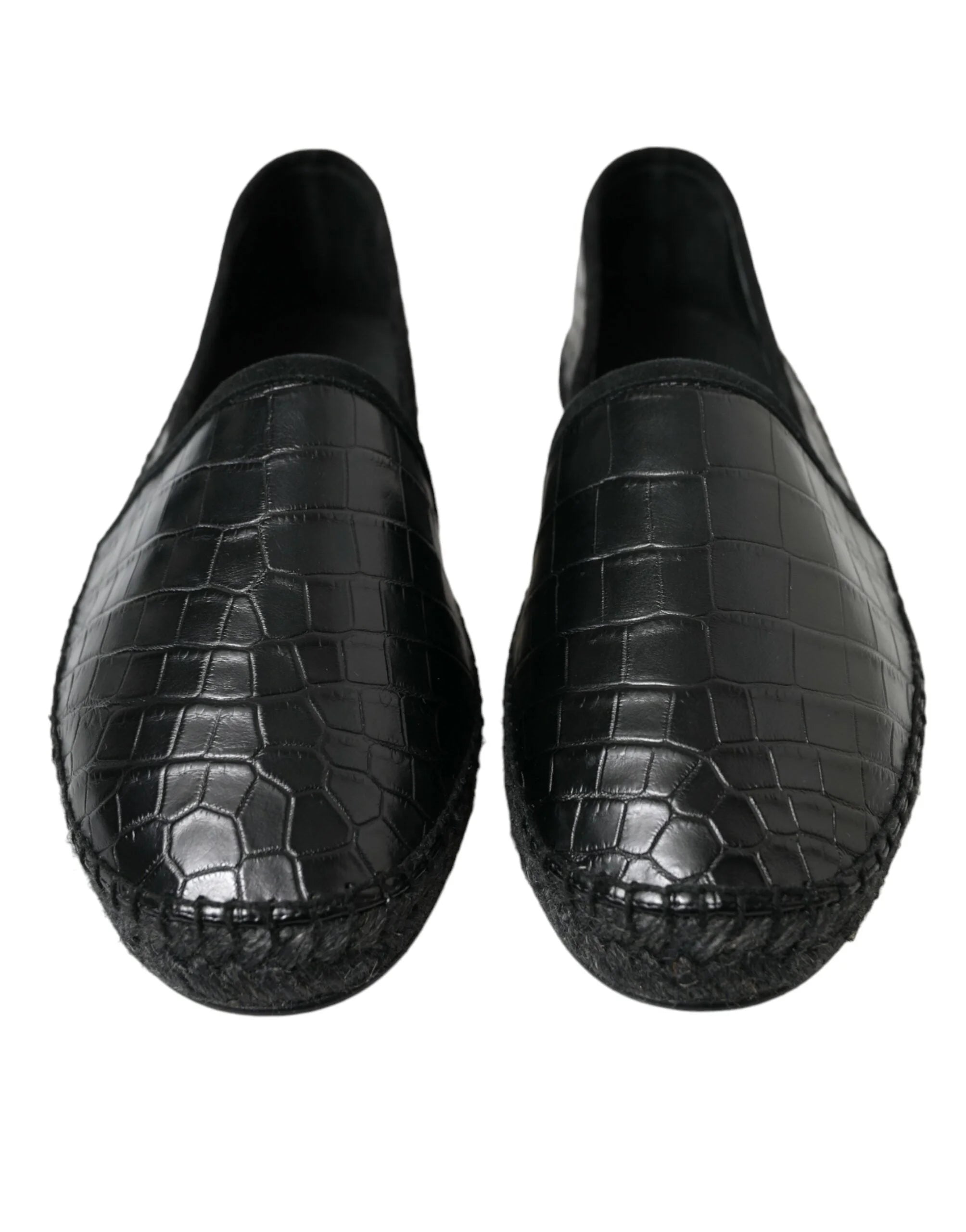 Dolce & Gabbana Black Exotic Leather Espadrilles Slip On Shoes - EU43/US10 - Flats