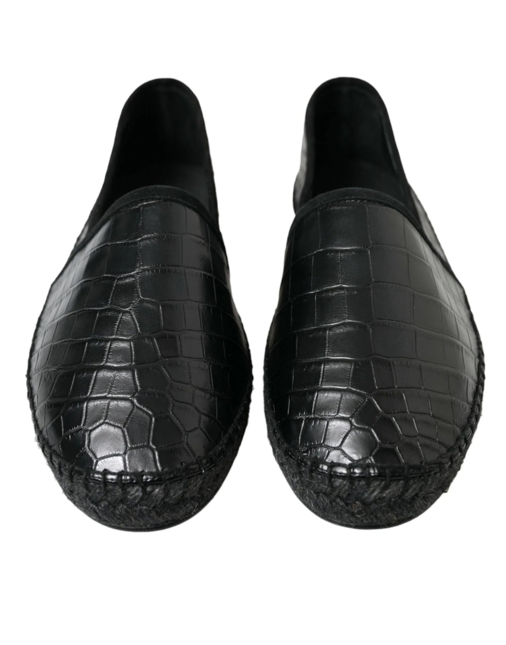 Dolce & Gabbana Black Exotic Leather Espadrilles Slip On Shoes - EU43/US10 - Flats