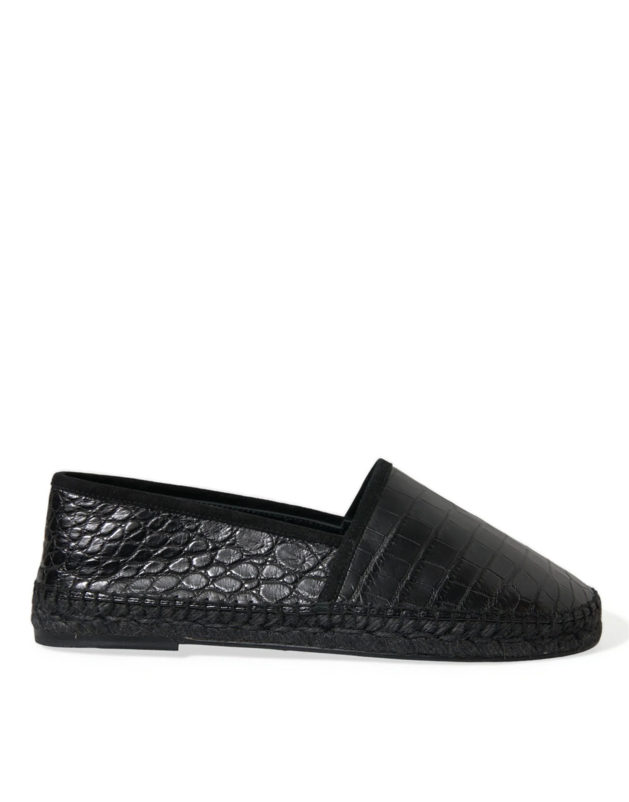 Dolce & Gabbana Black Exotic Leather Espadrilles Slip On Shoes - EU43/US10 - Flats