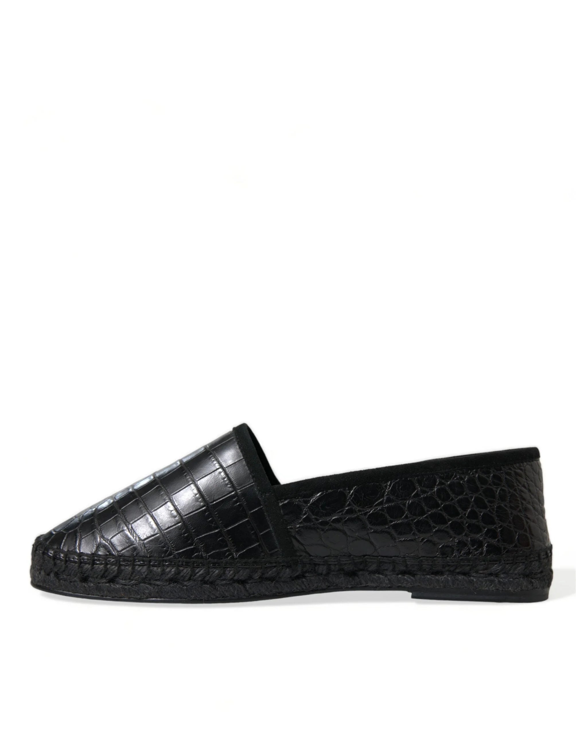 Dolce & Gabbana Black Exotic Leather Espadrilles Slip On Shoes - EU43/US10 - Flats