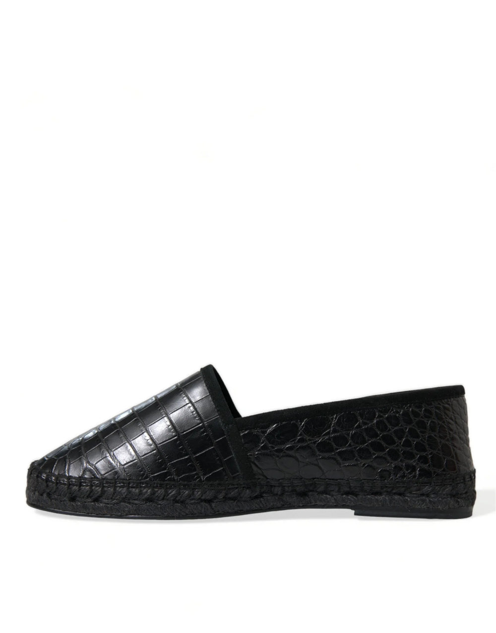 Dolce & Gabbana Black Exotic Leather Espadrilles Slip On Shoes - EU43/US10 - Flats
