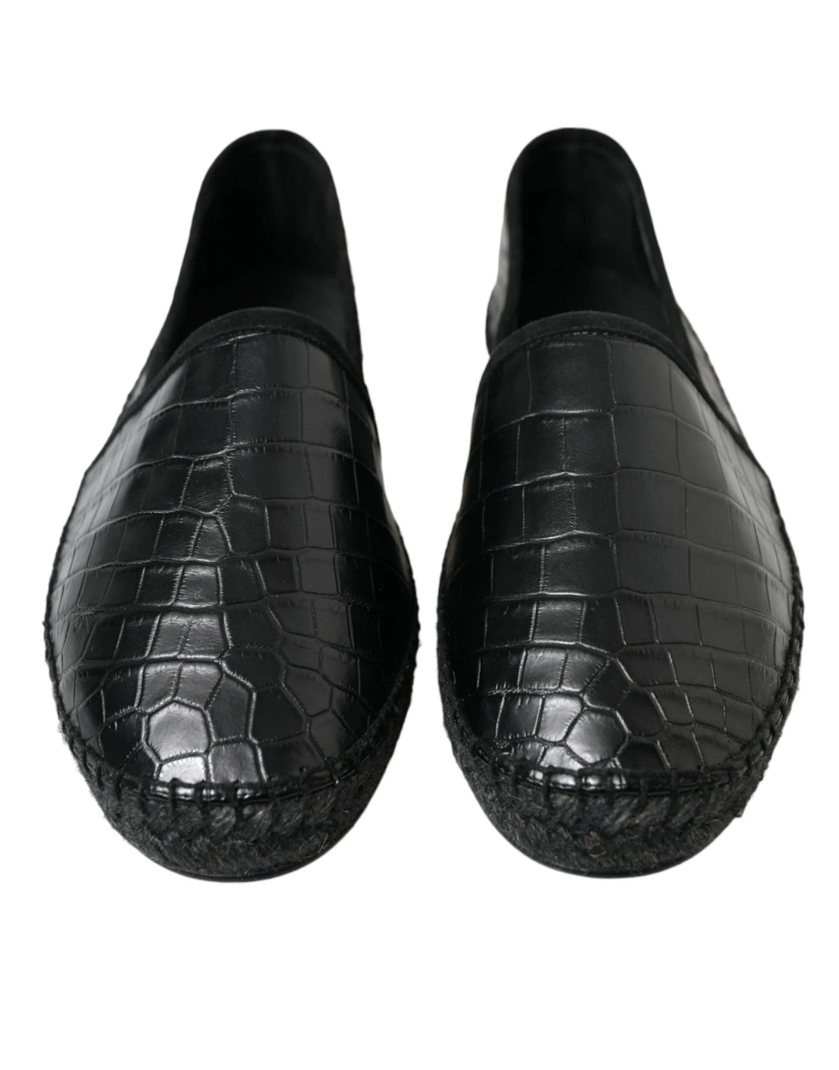 Dolce & Gabbana Black Exotic Leather Espadrilles Slip On Shoes - EU43/US10