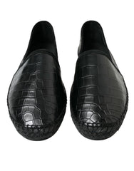 Dolce & Gabbana Black Exotic Leather Espadrilles Slip On Shoes - EU43/US10