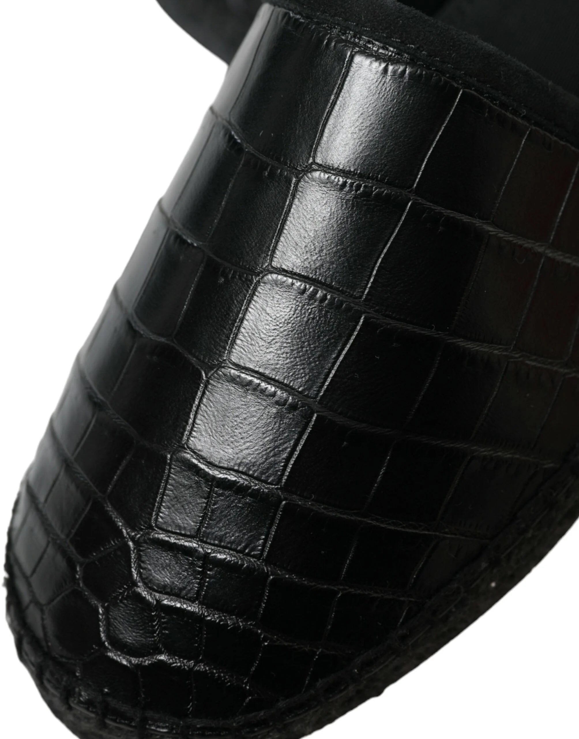 Dolce & Gabbana Black Exotic Leather Espadrilles Slip On Shoes - EU43/US10