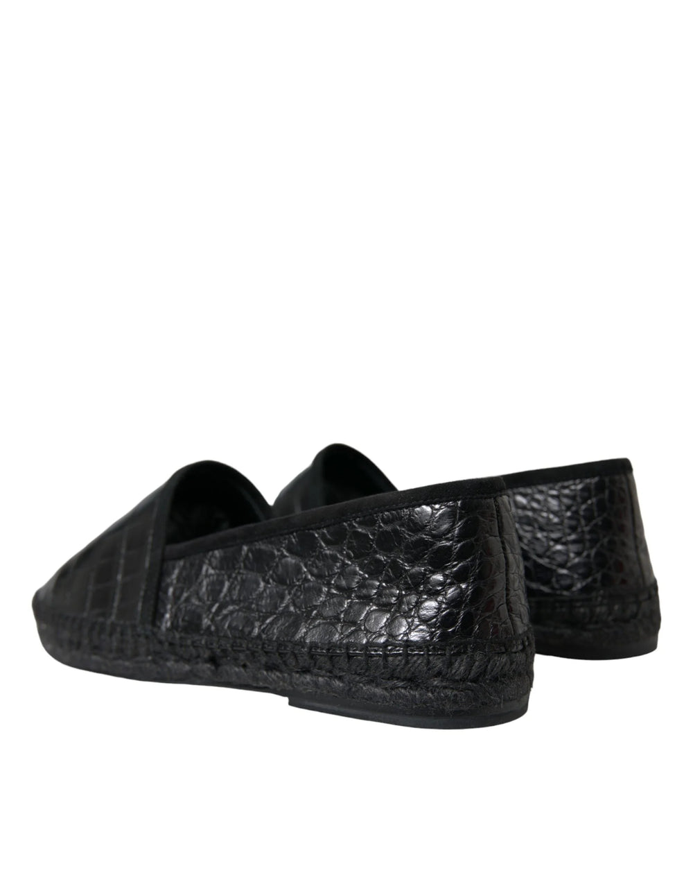 Dolce & Gabbana Black Exotic Leather Espadrilles Slip On Shoes - EU43/US10 - Flats