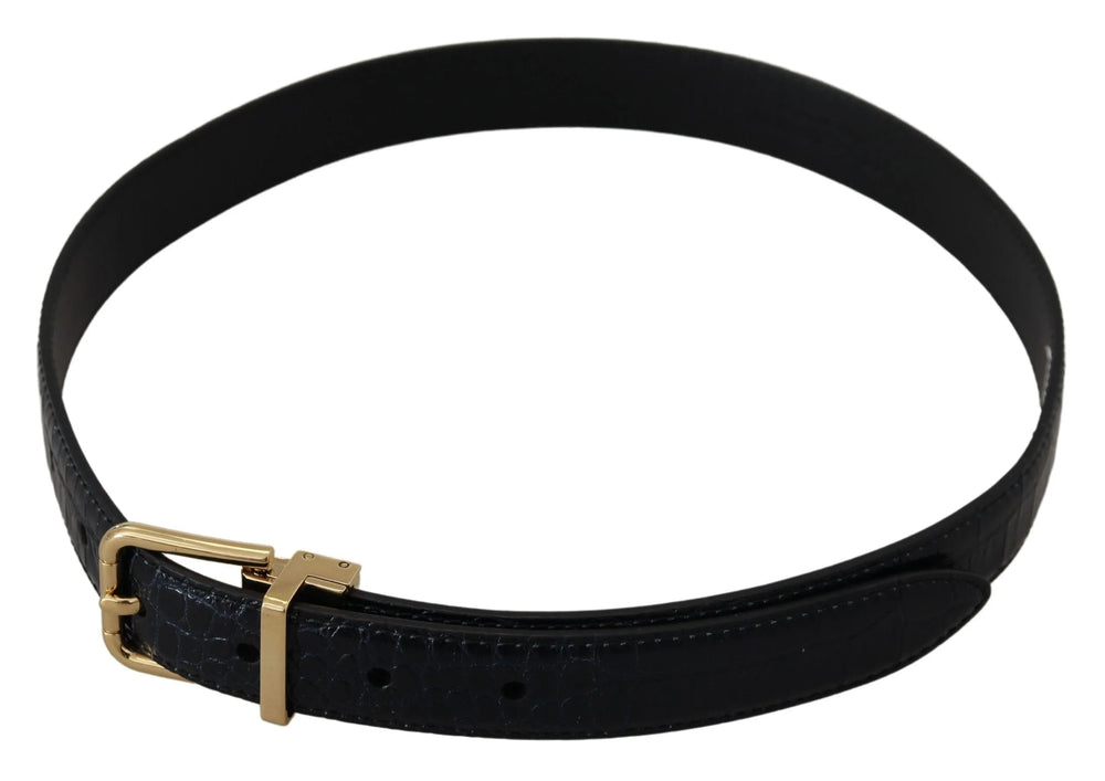 Dolce & Gabbana Black Exotic Leather Gold Metal Buckle Belt - 75 cm / 29,5 Inches - Belts