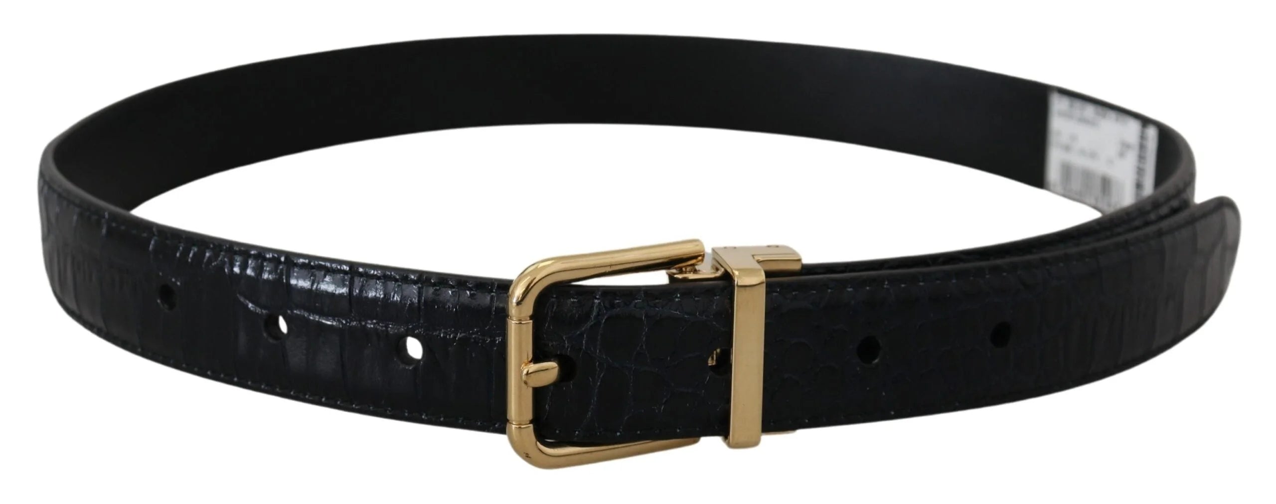 Dolce & Gabbana Black Exotic Leather Gold Metal Buckle Belt - 75 cm / 29,5 Inches - Belts