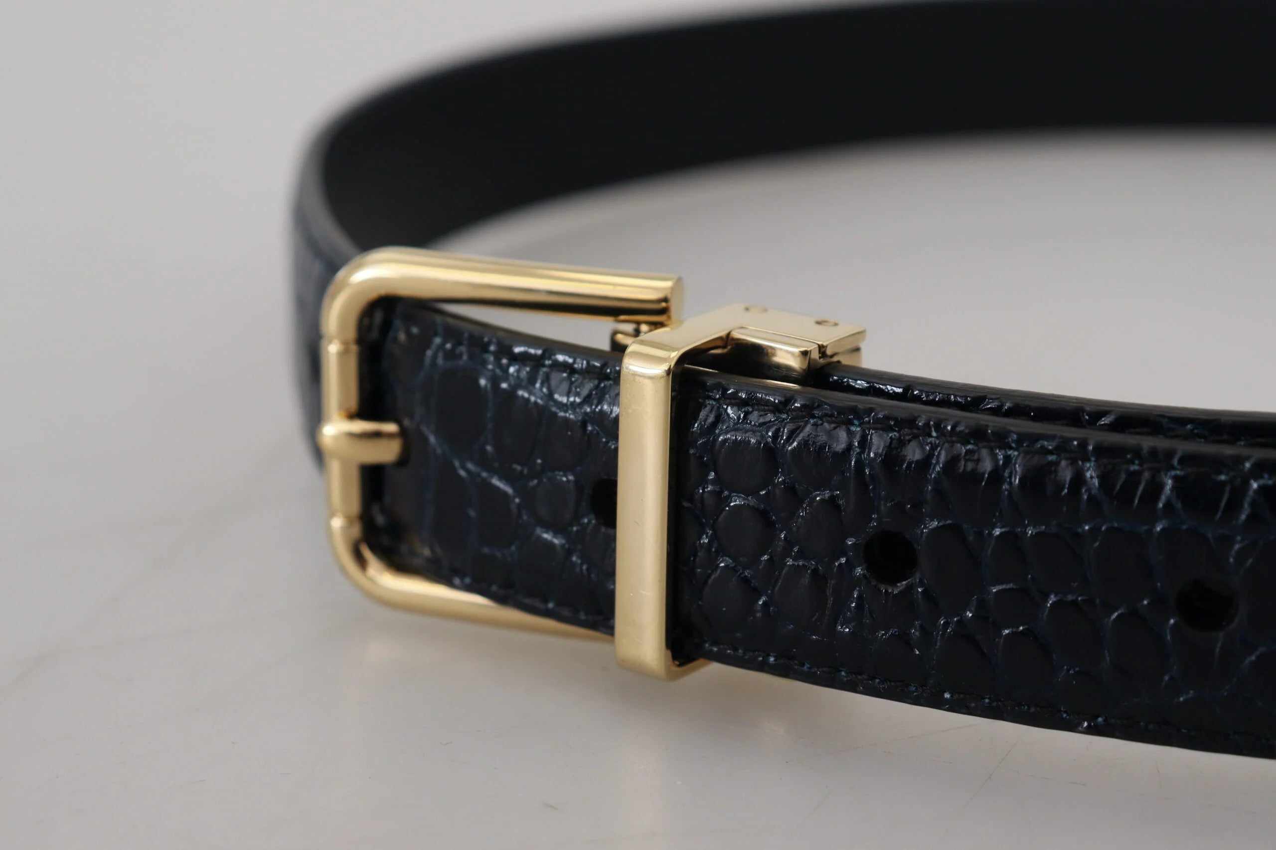 Dolce & Gabbana Black Exotic Leather Gold Metal Buckle Belt - 75 cm / 29,5 Inches - Belts