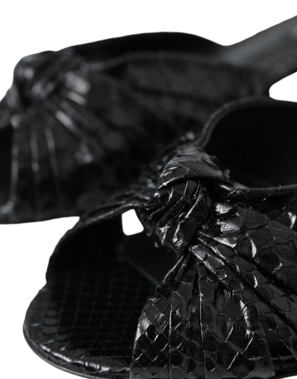 Dolce & Gabbana Black Exotic Leather Heels Slides Shoes - Sandals