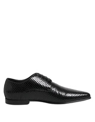 Dolce & Gabbana Black Exotic Leather Lace Up Derby Shoes - Shoes