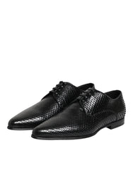 Dolce & Gabbana Black Exotic Leather Lace Up Derby Shoes - Shoes