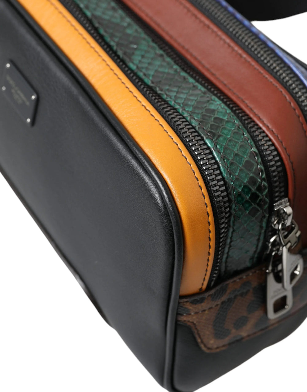 Dolce & Gabbana Black Exotic Leather Logo Belt Waist Fanny Pack Bag - Fanny Packs