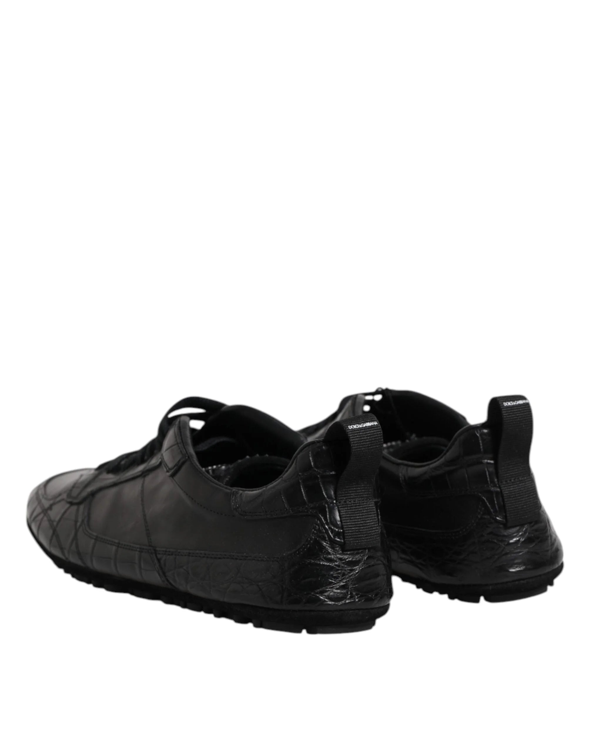 Dolce & Gabbana Black Exotic Leather Low Top Sneakers Shoes - Sneakers