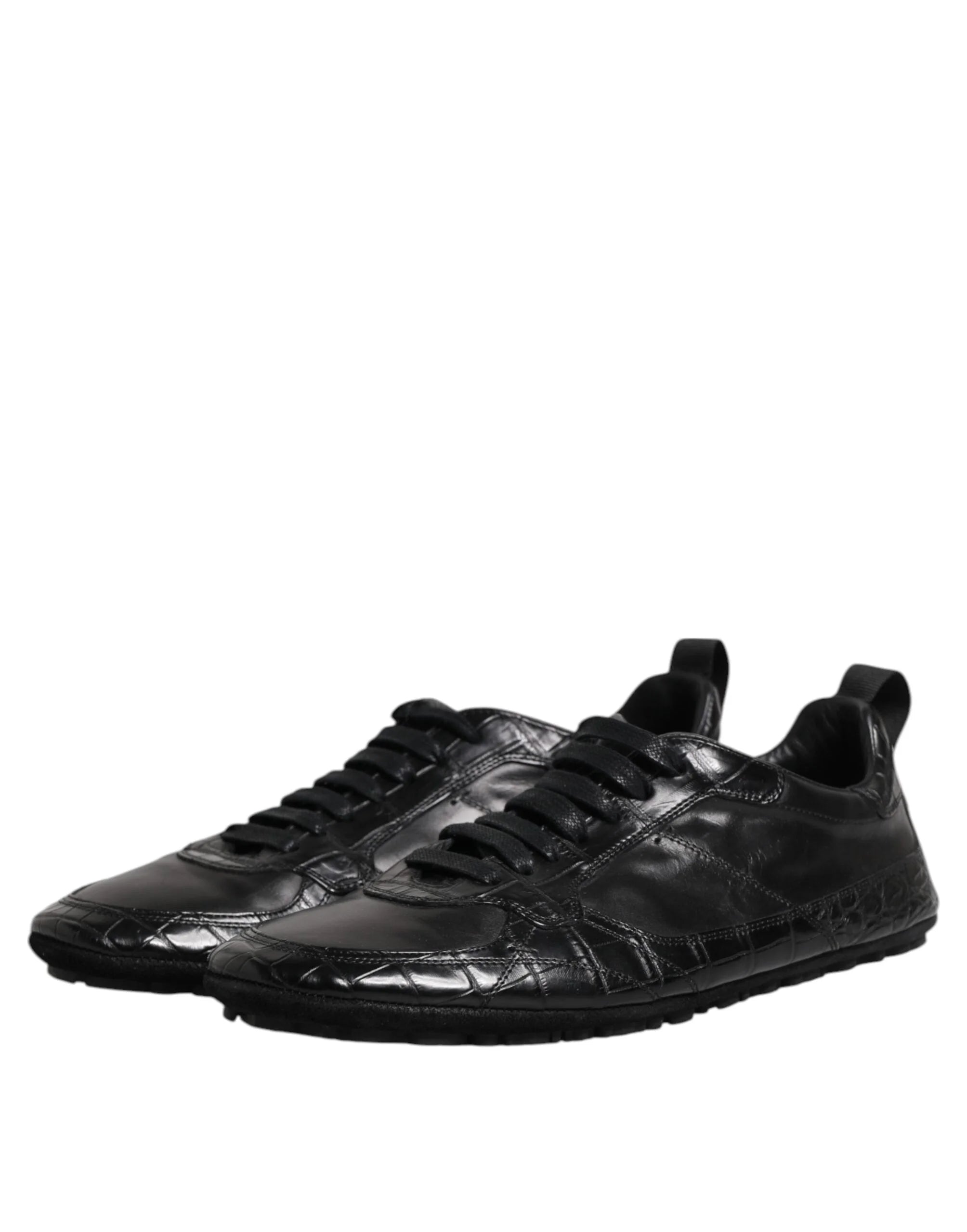 Dolce & Gabbana Black Exotic Leather Low Top Sneakers Shoes - Sneakers